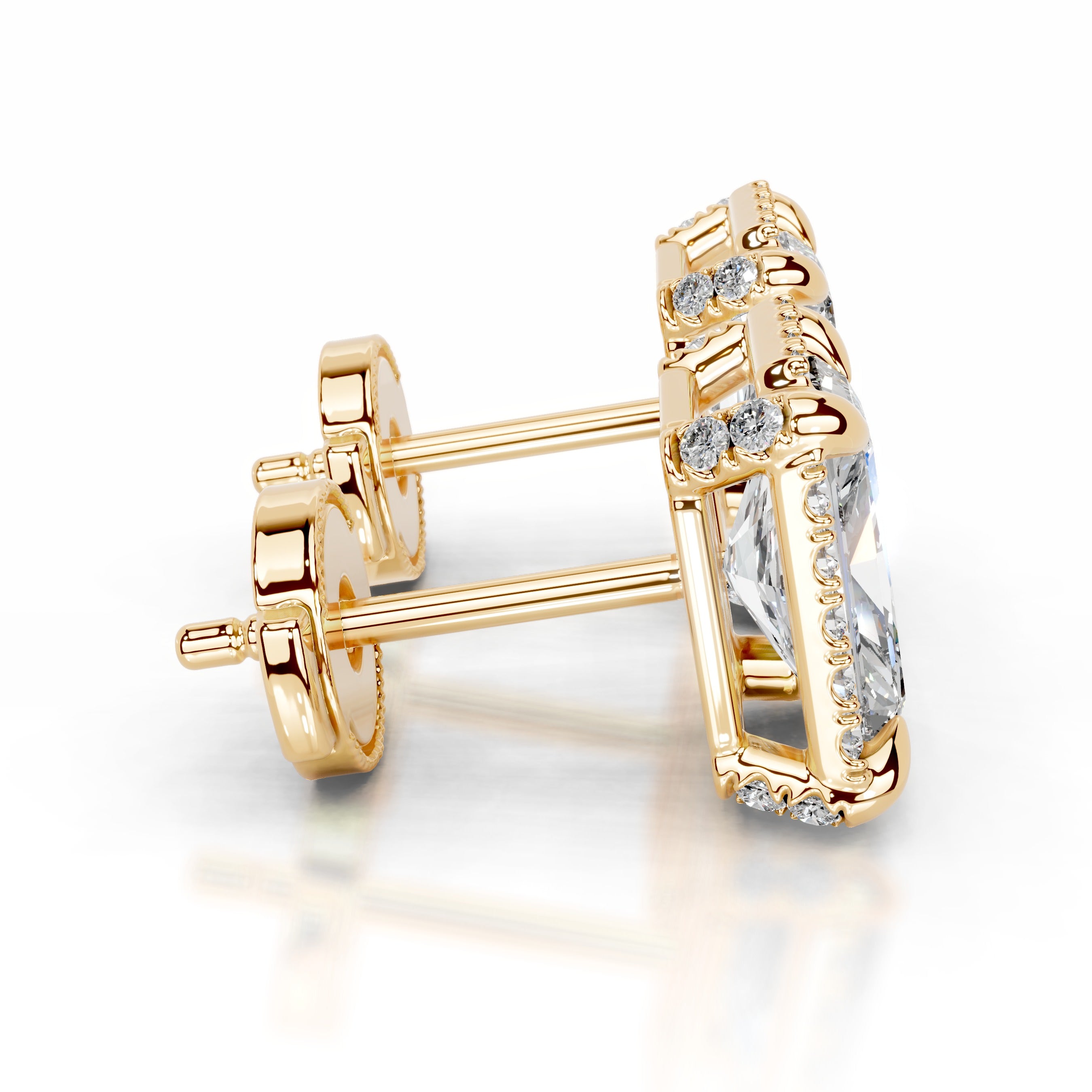 Ophelia Lab Grown Diamond Halo Earrings - 18K Yellow Gold、mySite、hinf8tx79