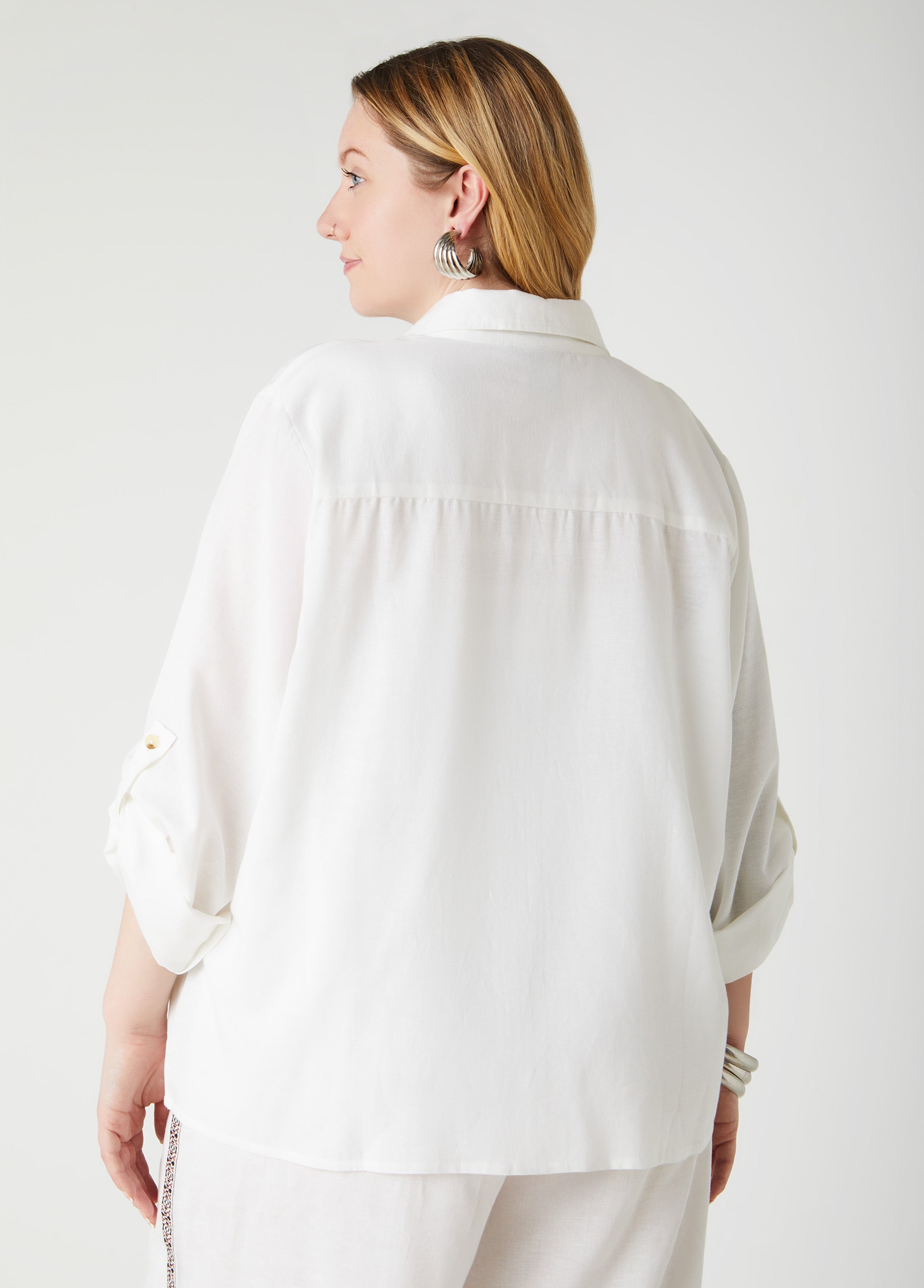 Embroidered Linen Blend Shirt、mySite、bengalsvssteelers