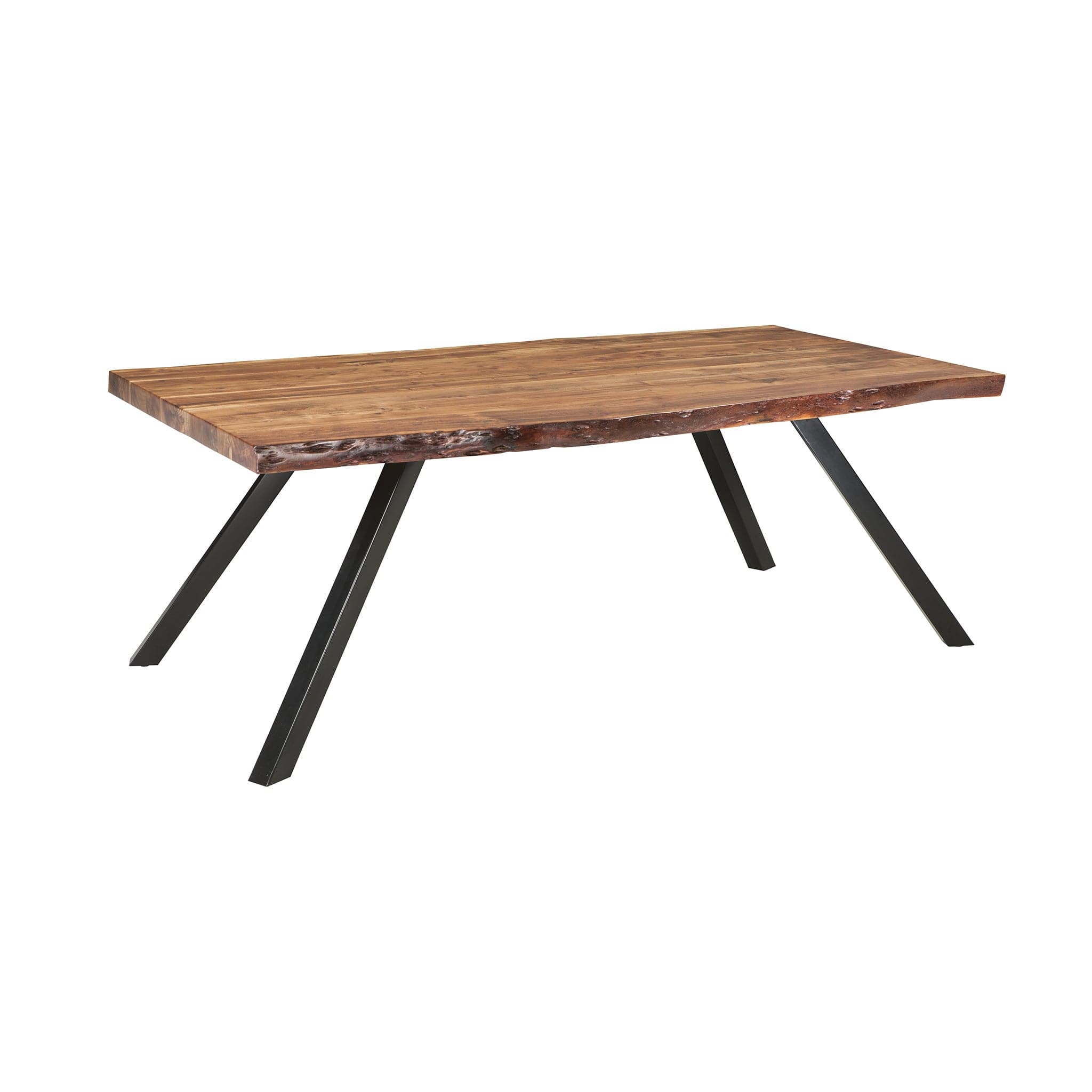 Reese Live Edge Solid Wood Metal Leg Dining Table in Natural Acacia、mySite、neckold