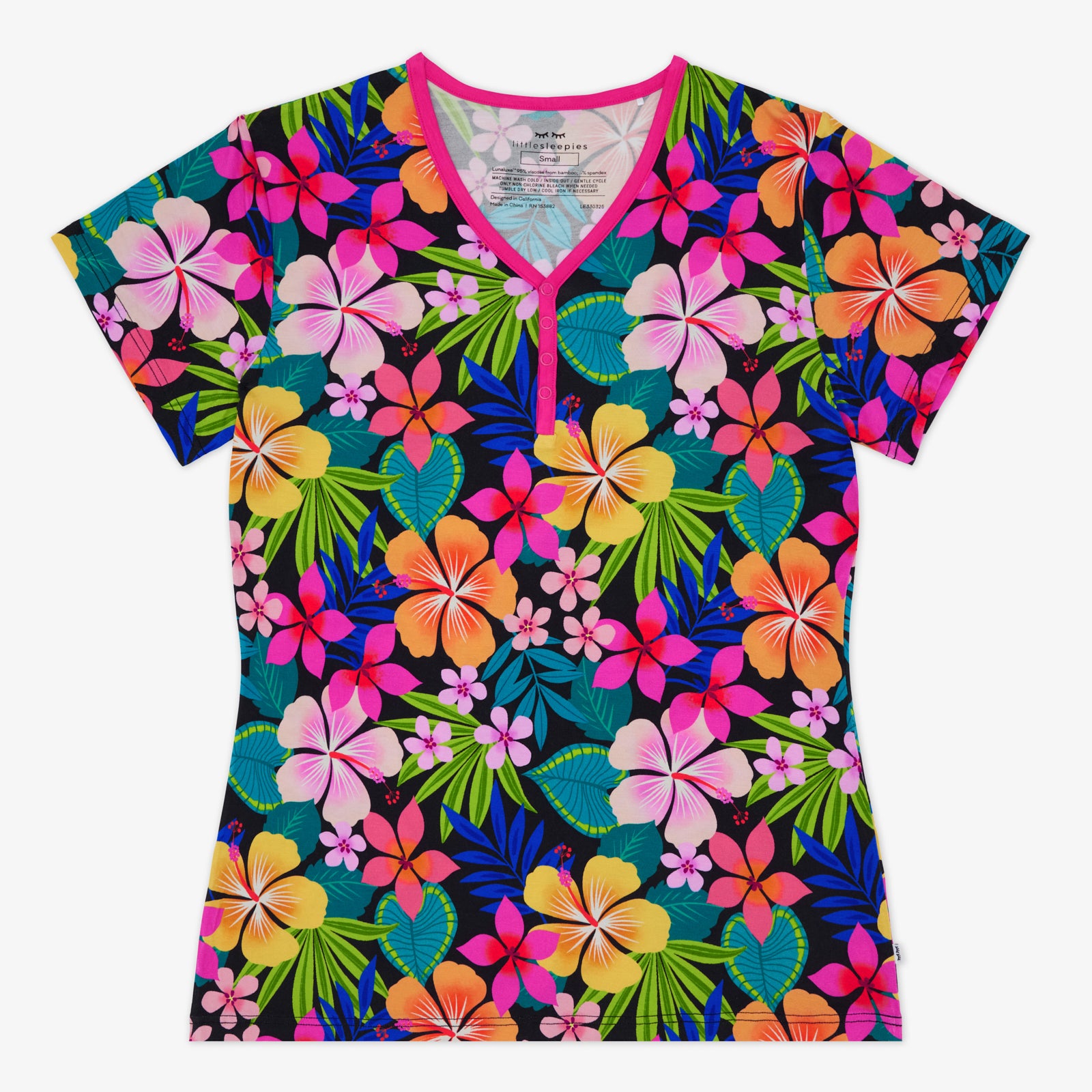 Jungle Blooms Women's Short Sleeve Pajama Top、mySite、g9winljtr