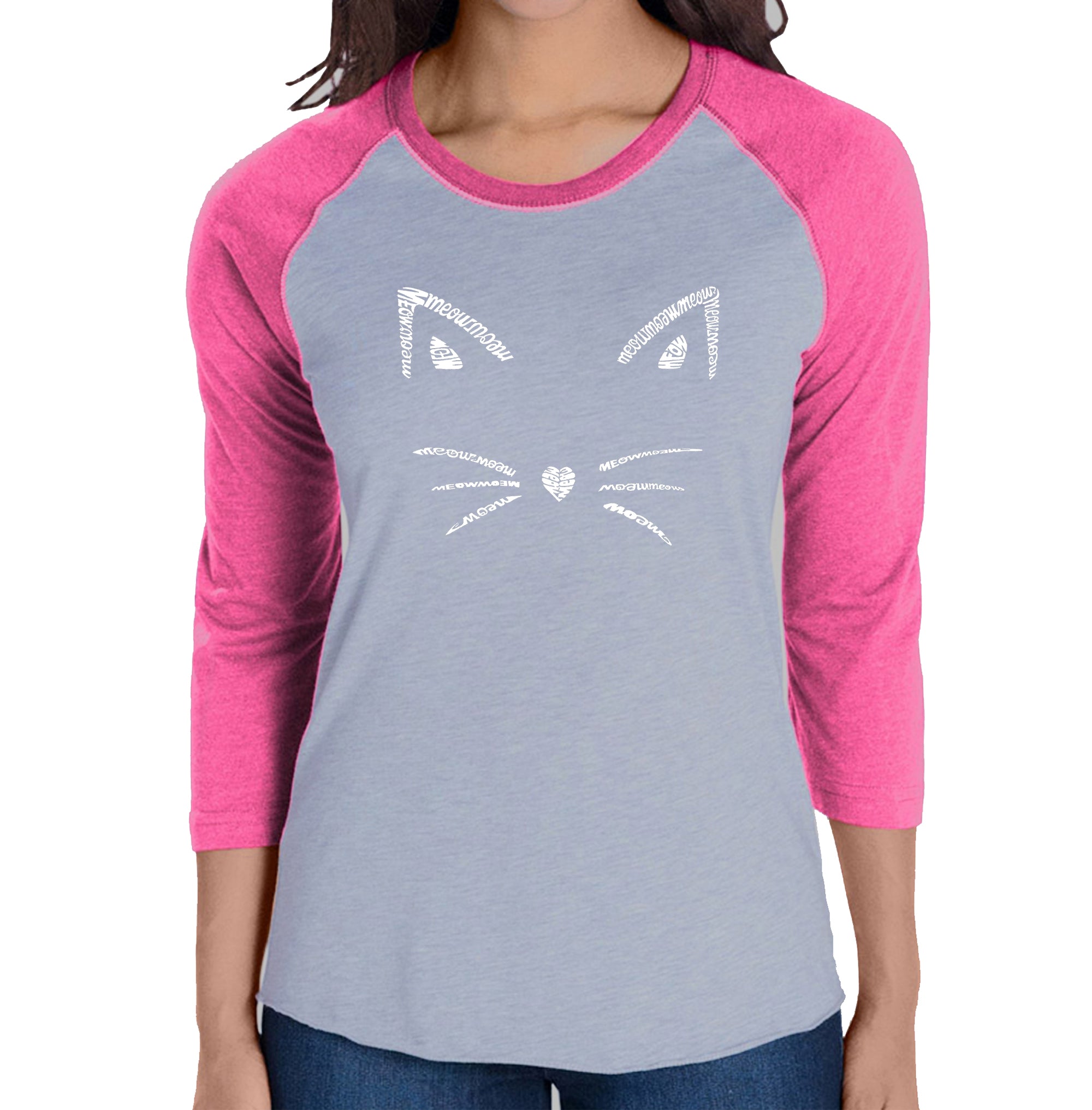 Whiskers - Women's Raglan Baseball Word Art T-Shirt、mySite、camillekostekn