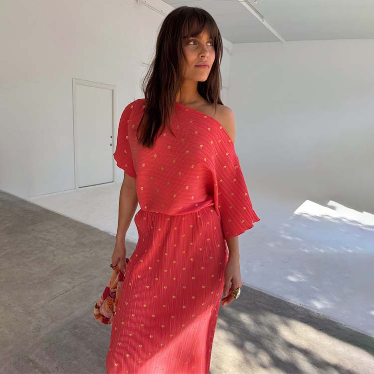 Coral Plisse Tilly Dress、mySite、solidvoid