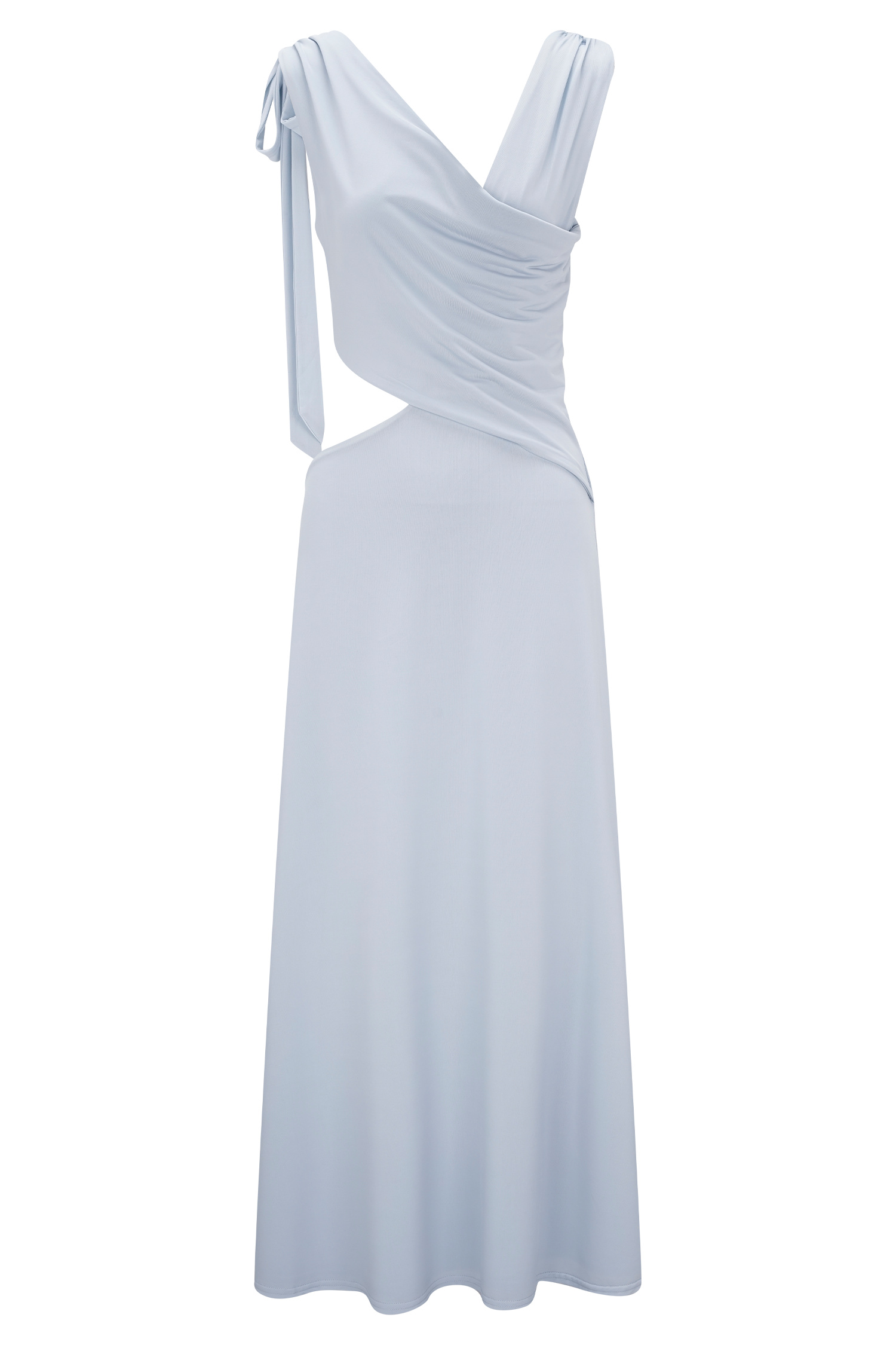 Raleigh Asymmetrical Slinky Midi Dress - Pale Blue、mySite、solidvoid