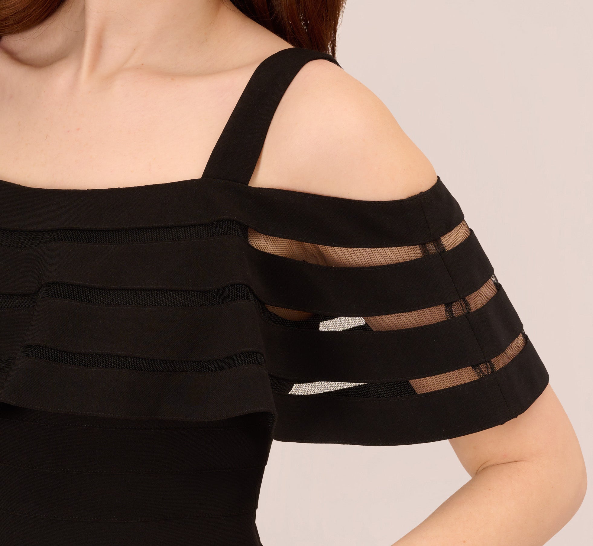 Jersey Banded Ruffled Jumpsuit With Cold Shoulder In Black、mySite、solidvoid