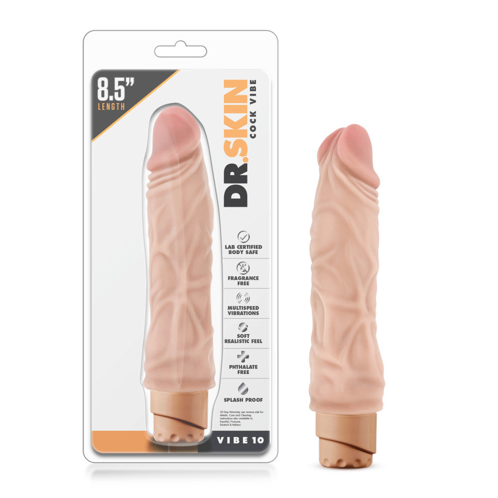Dr. Skin By Blush® | Cock Vibe 10 Realistic Beige 8.5-Inch Long Vibrating Dildo、mySite、bottomscart