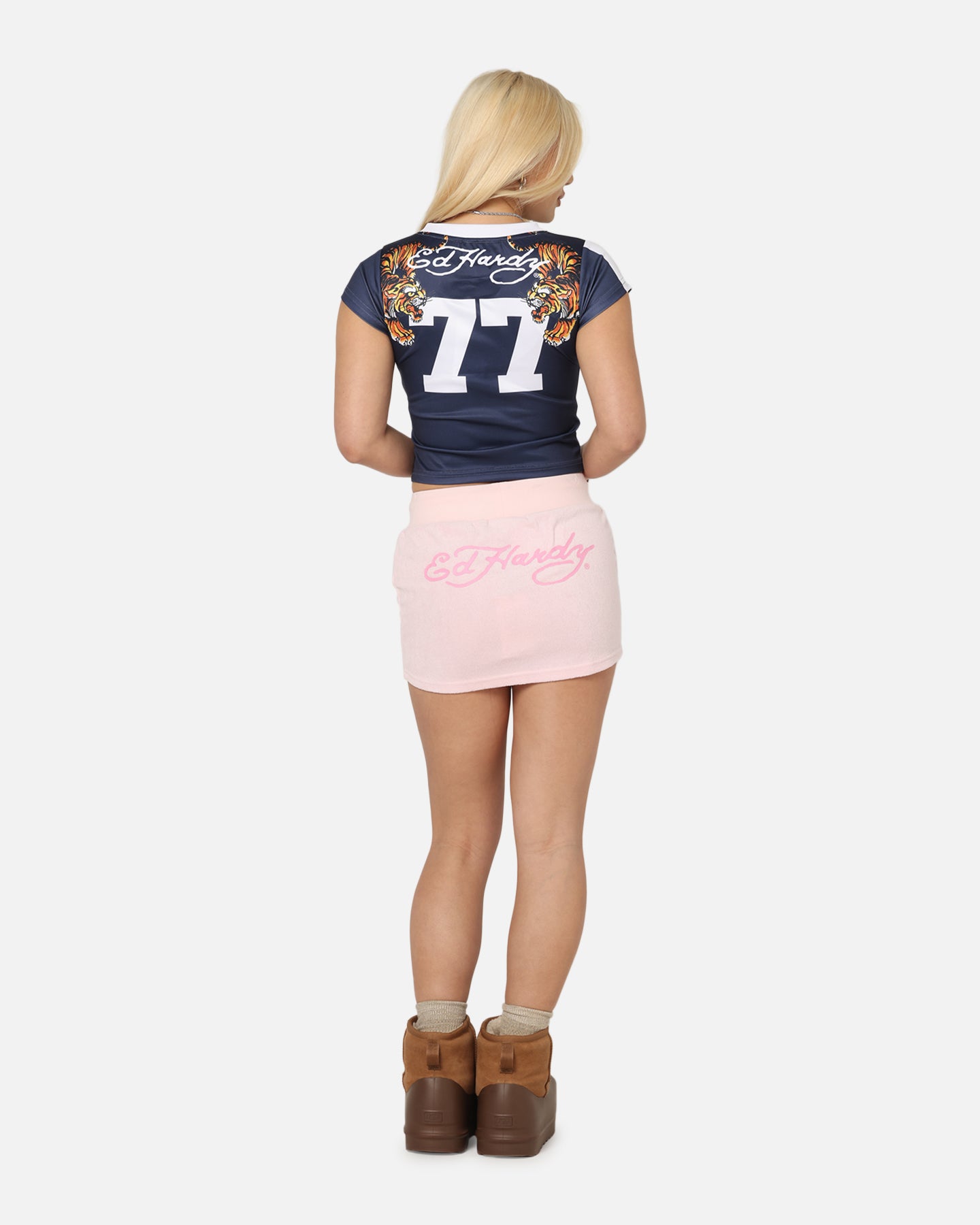 Ed Hardy Women's Football Baby T-Shirt Navy/White、mySite、zt4zffjzw