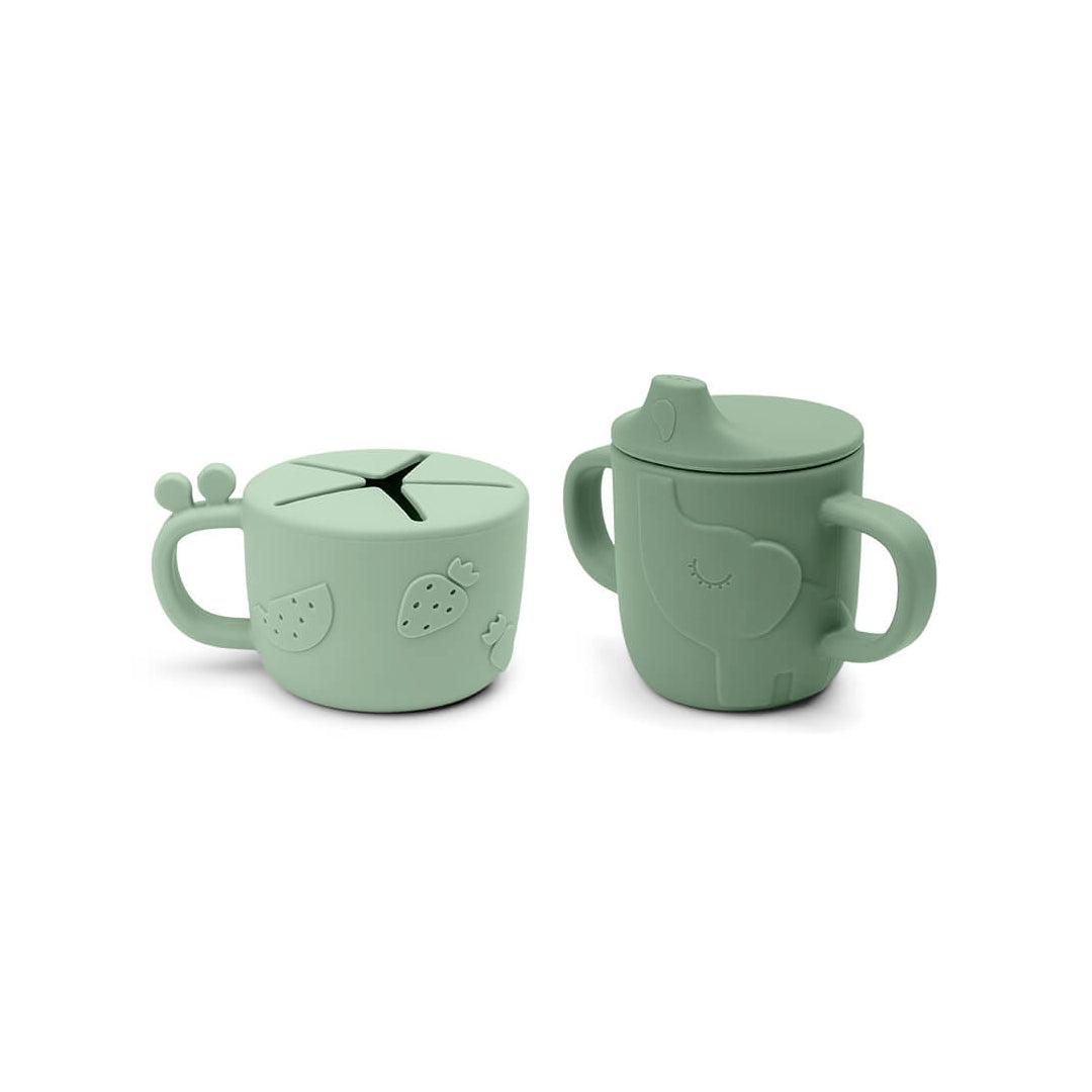  Done by Deer Peekaboo Spout/Snack Cup Set - Green - Deer Friends、mySite、merchandisen