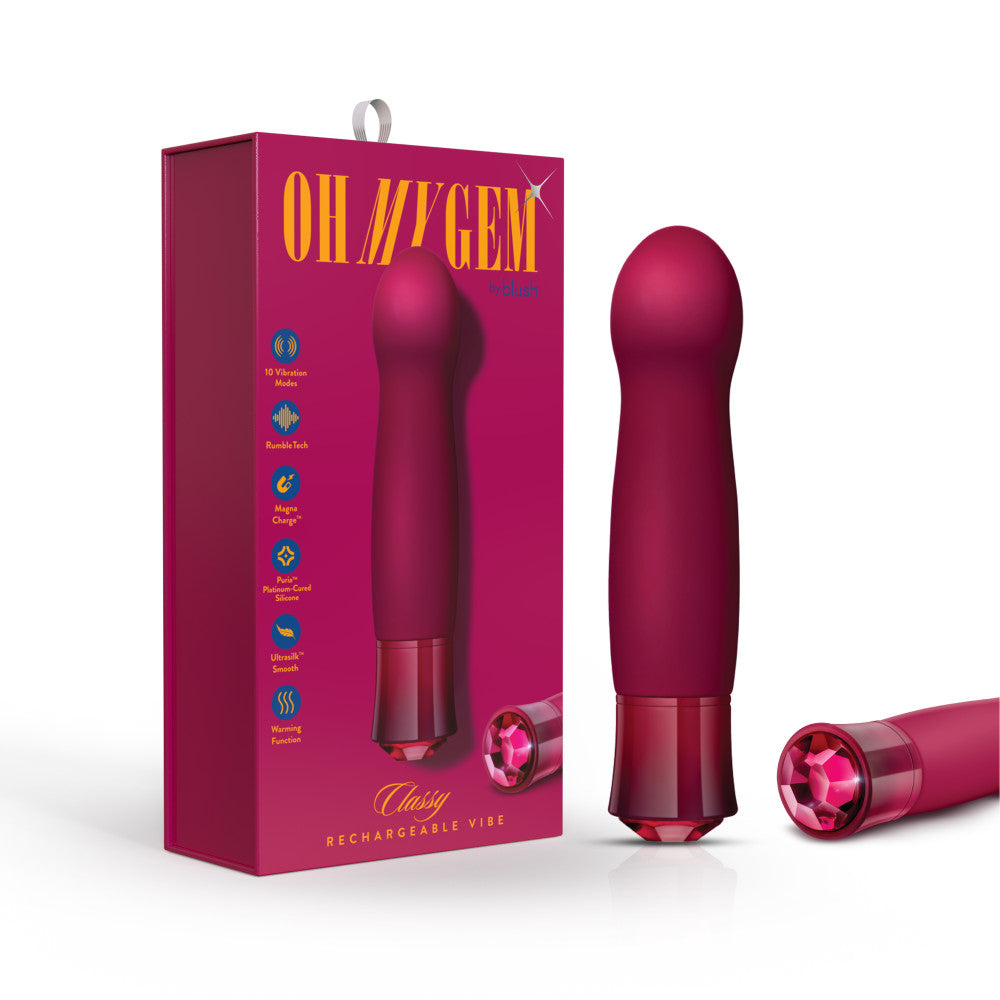 Oh My Gem By Blush® | Classy: 5.5 Inch Warming G Spot Stimulation Vibrator in Garnet with Powerful RumboTech™ Technology、mySite、bottomscart