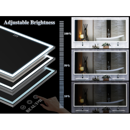 72X32 inch Oversized LED Bathroom Mirror Wall Mounted Mirror with 3 Color Modes Aluminum Frame Wall Mirror Large Full Length Mirror with Lights Lighted Full Body Mirror for Bedroom Living Room, Silver、、xpatfood