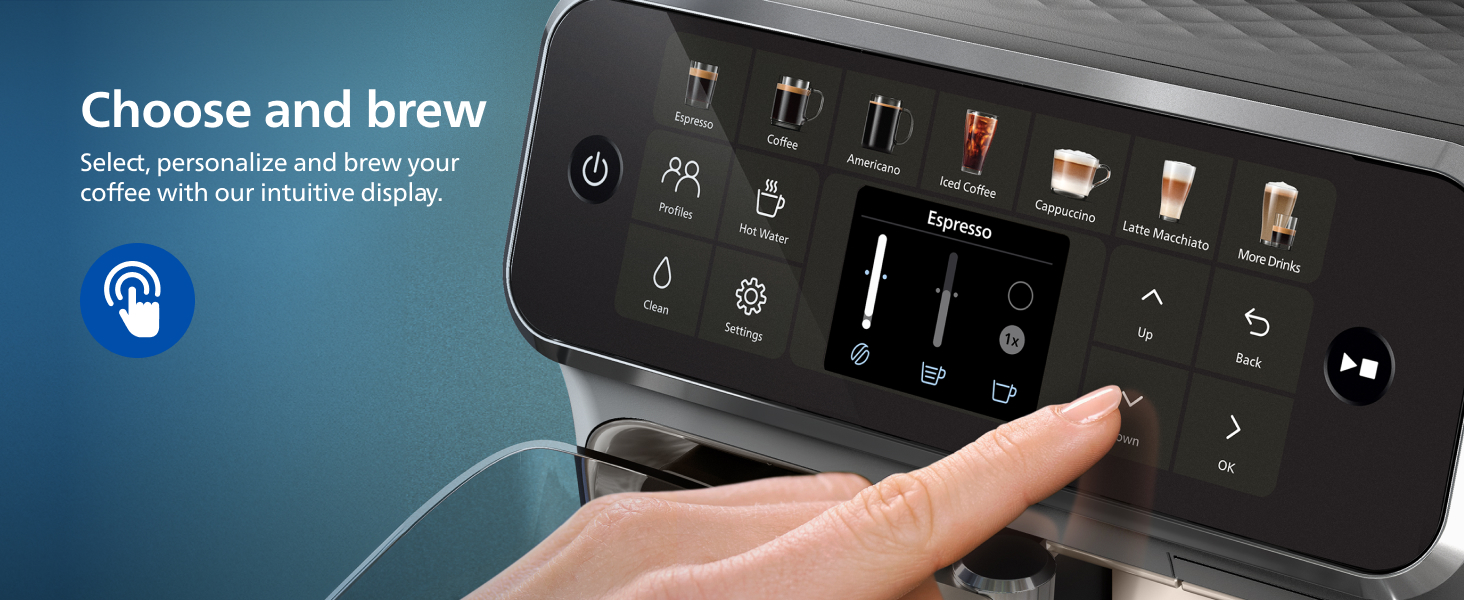 Coffee machine choose brew intuitive touch display