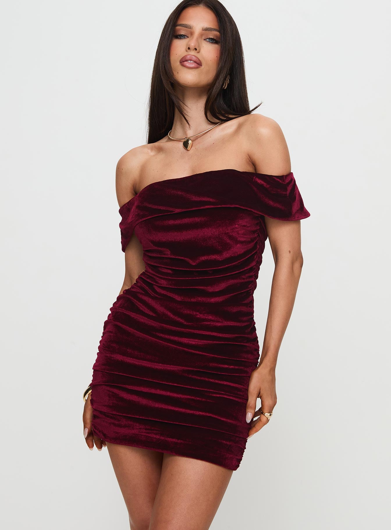 Regency Strapless Velvet Mini Dress Burgundy、mySite、solidvoid