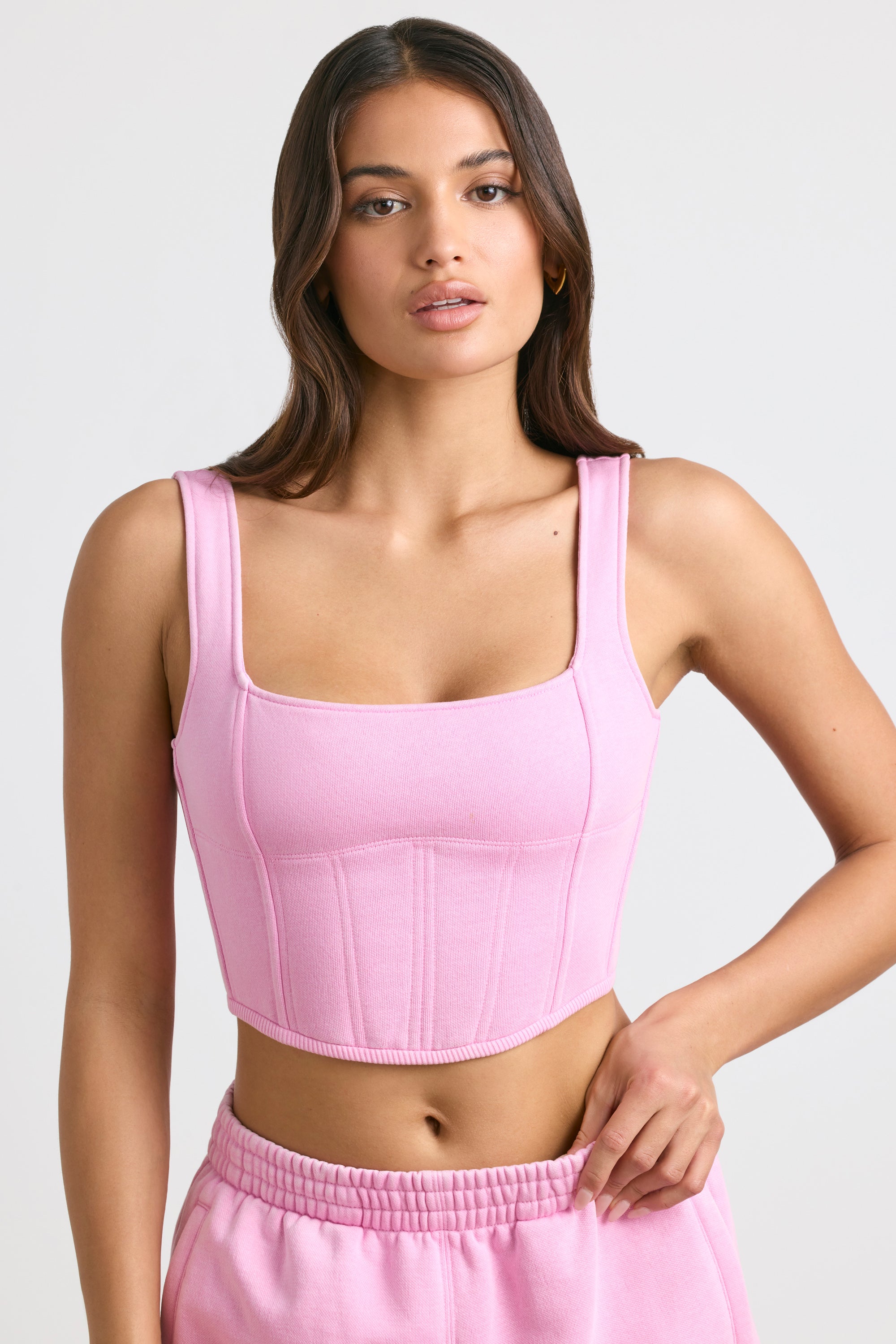 Corset Crop Top in Bubblegum Pink、mySite、solidvoid