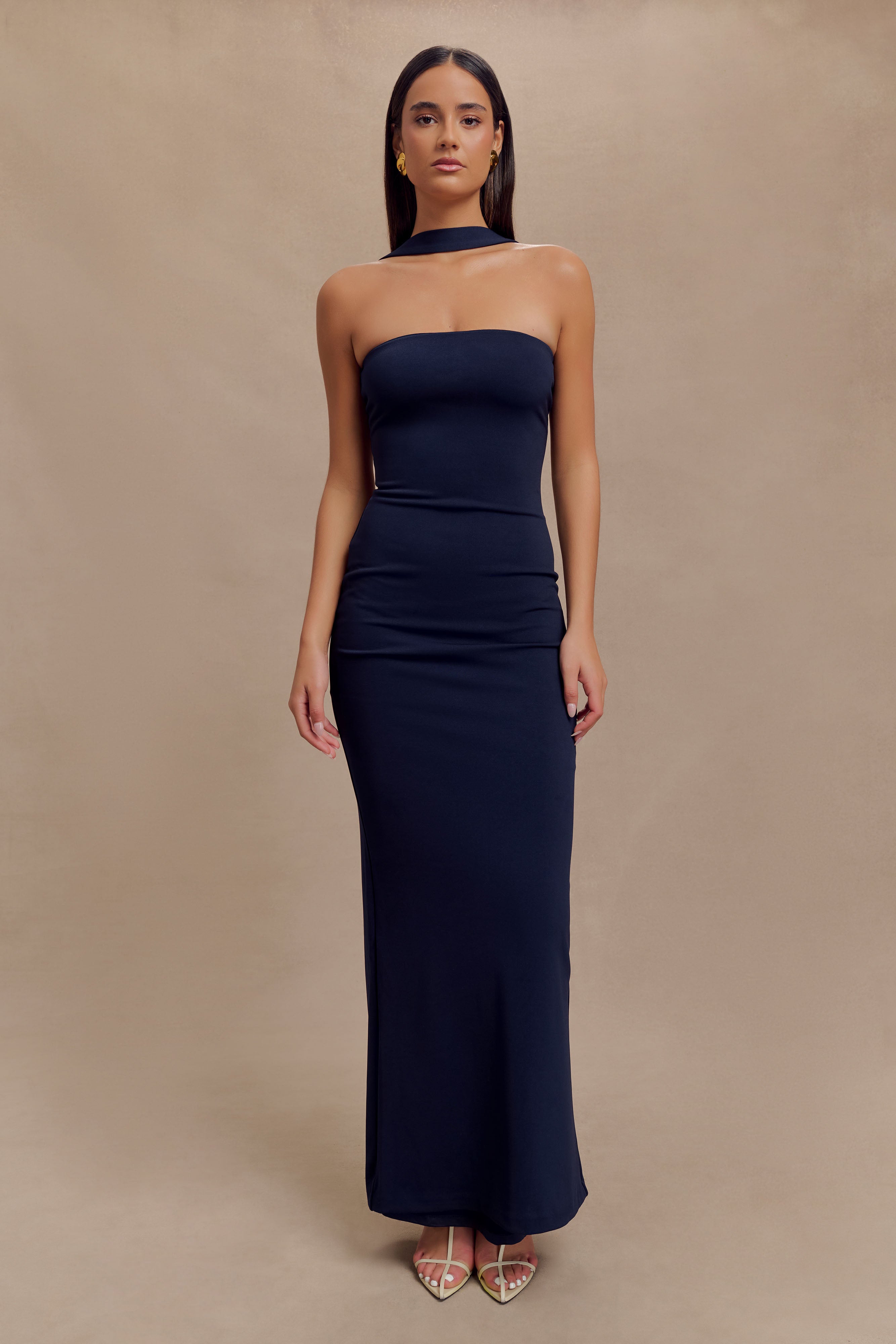 Velma Halter Collar Maxi Dress - Dark Navy、mySite、solidvoid