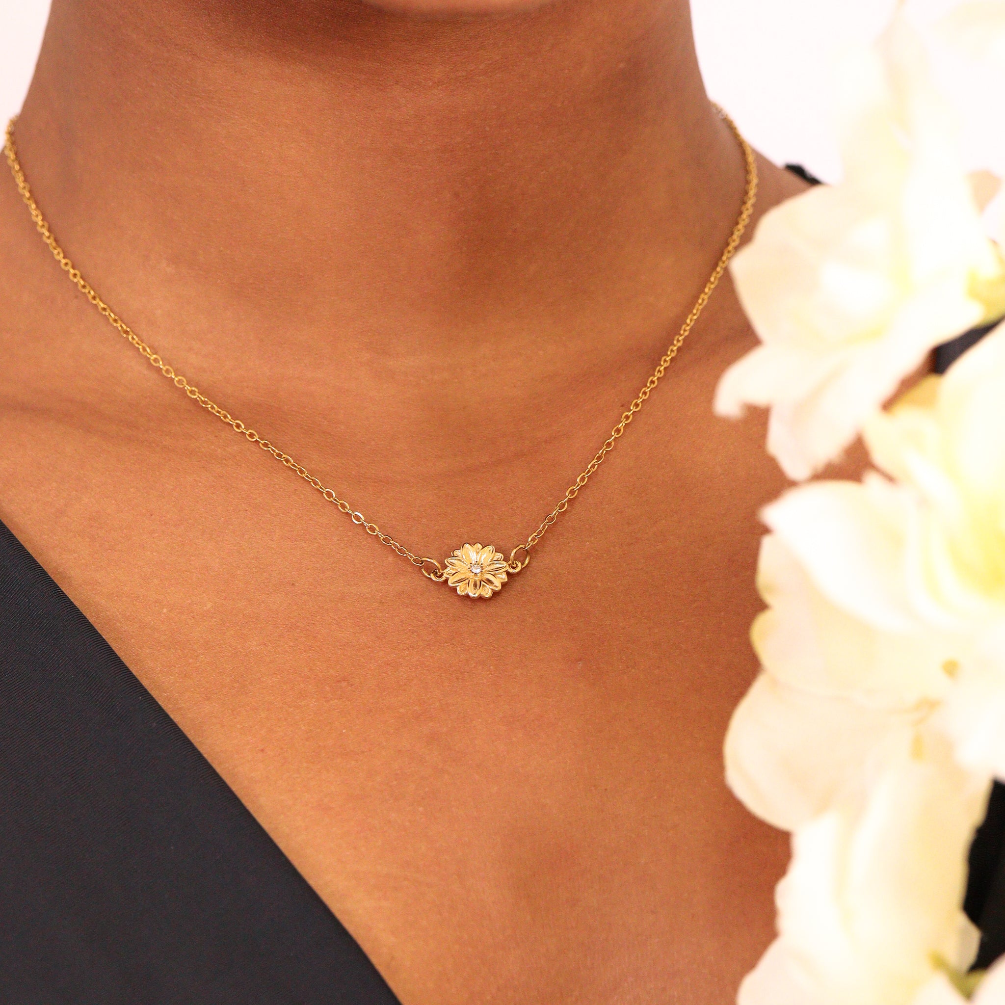 18K Gold PVD Stainless Steel 3D Birth Flower Connector Charms / SBB0356、mySite、dreamappss