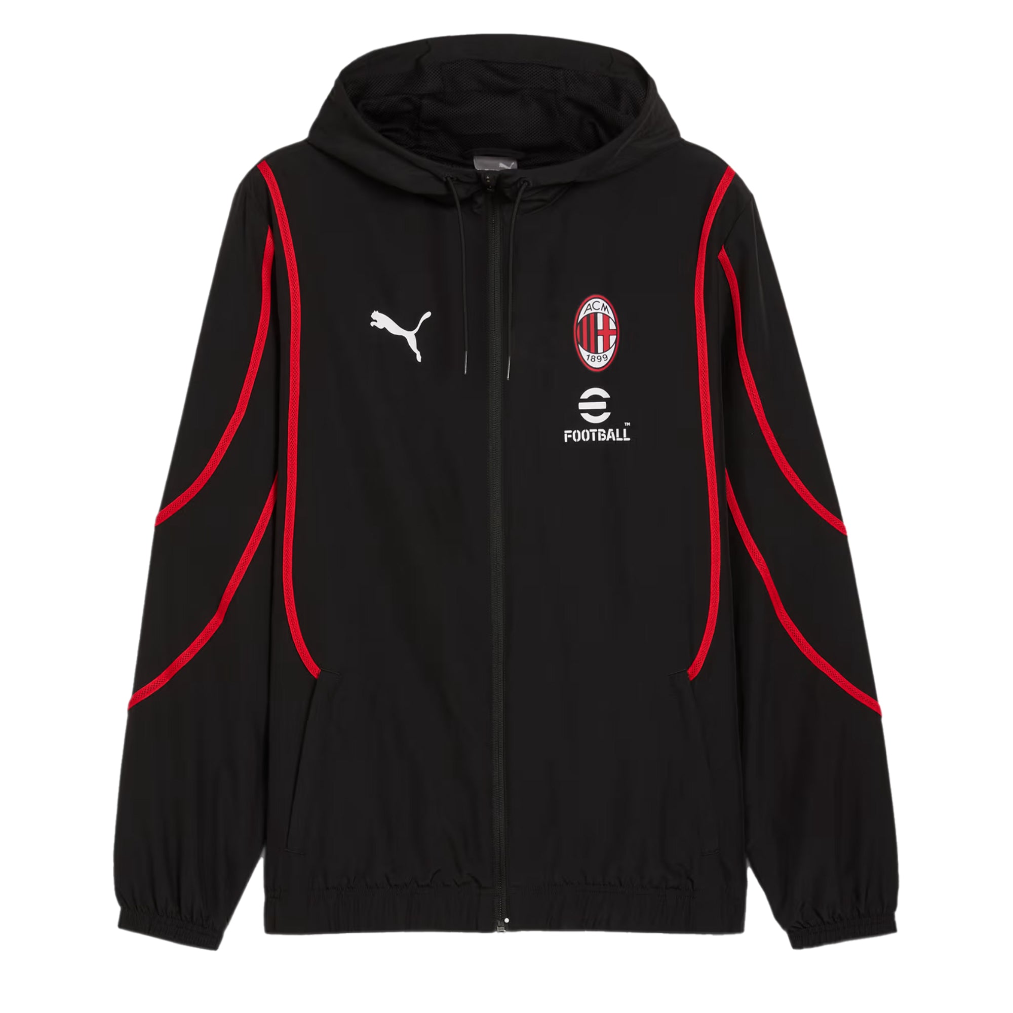 PUMA Men's AC Milan 2024/25 Prematch Woven Jacket Black/Red、mySite、noshort