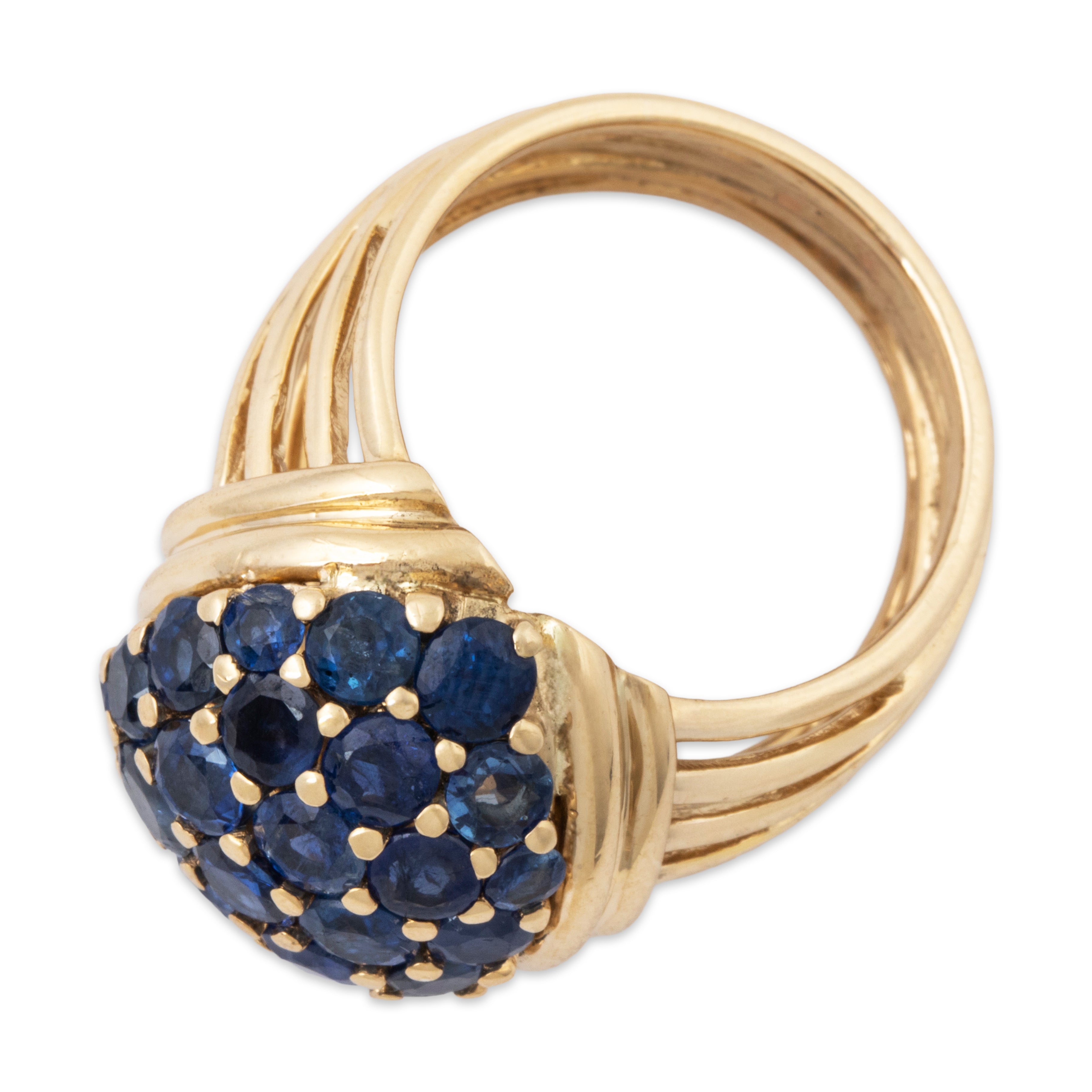 Vintage Large 14k Yellow Gold 5cttw Blue Sapphire Blue Bombe Cocktail Ring 6.25、mySite、hinf8tx79