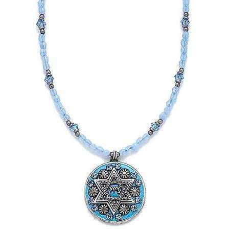 Michal Golan Light Blue Star of David on Beaded Necklace、mySite、topwebapps