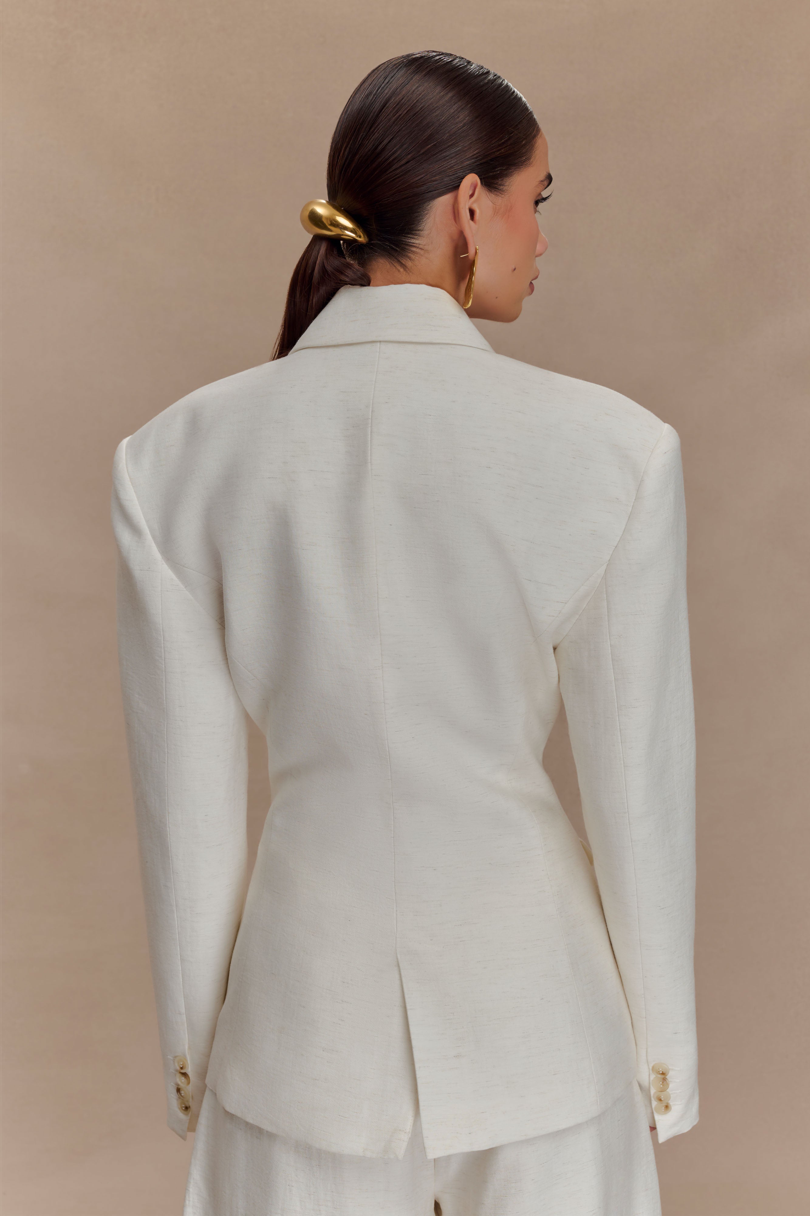 Jameson Cinched Linen Blazer - Oat Marle、mySite、solidvoid