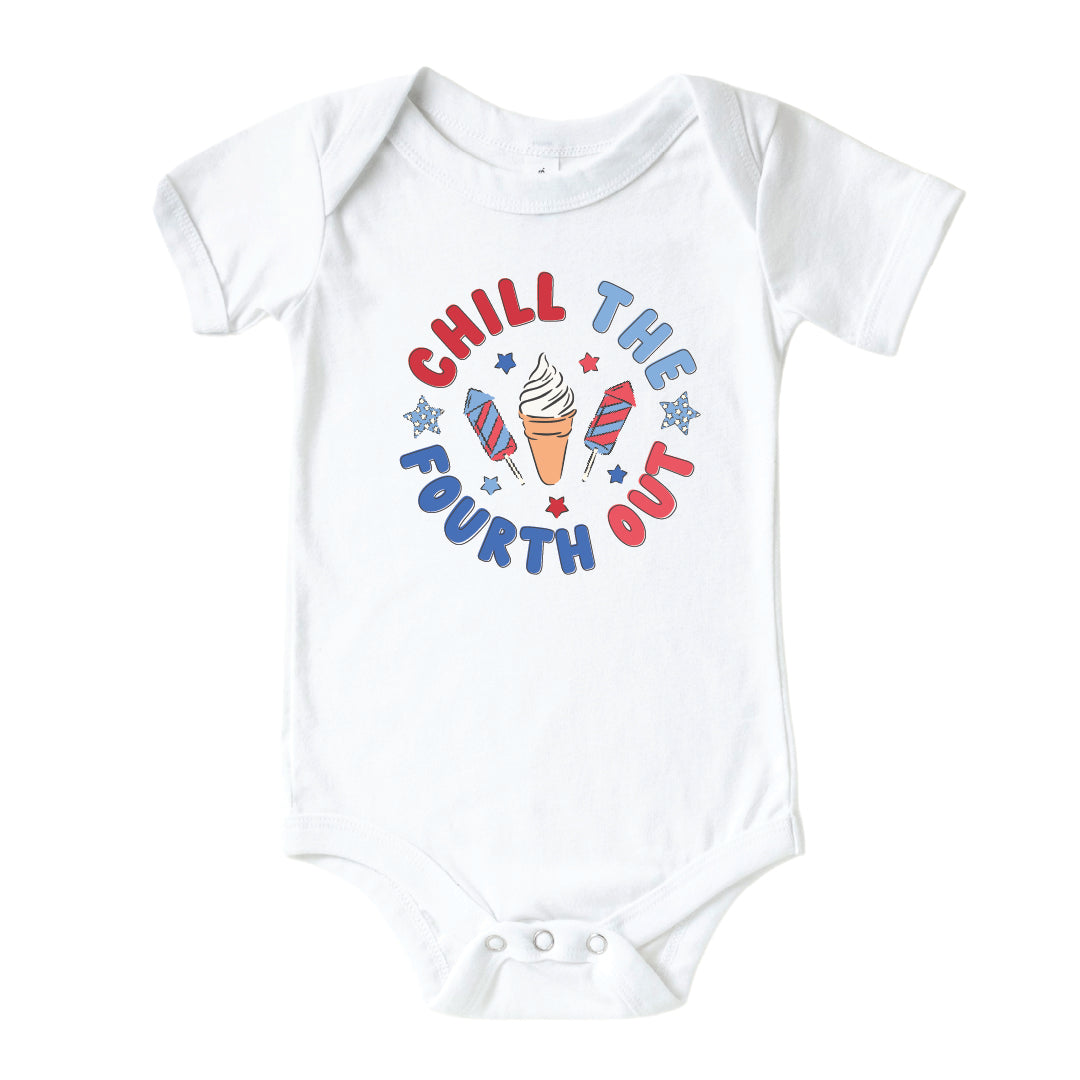  Chill The Fourth Out Graphic Bodysuit | White、mySite、layawaytickets