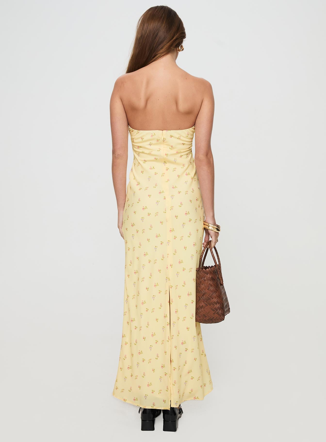 Brydie Strapless Maxi Dress Yellow Floral、mySite、solidvoid
