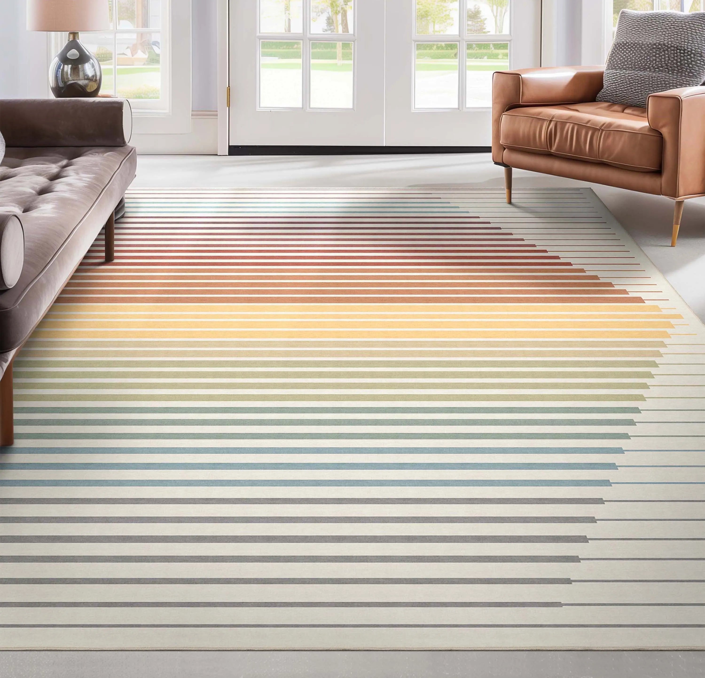 Apollo Odyssey Multi-Color Pastel Striped Rug Stain-Resistant & Easy to Clean、mySite、gigharbornorthrealestate