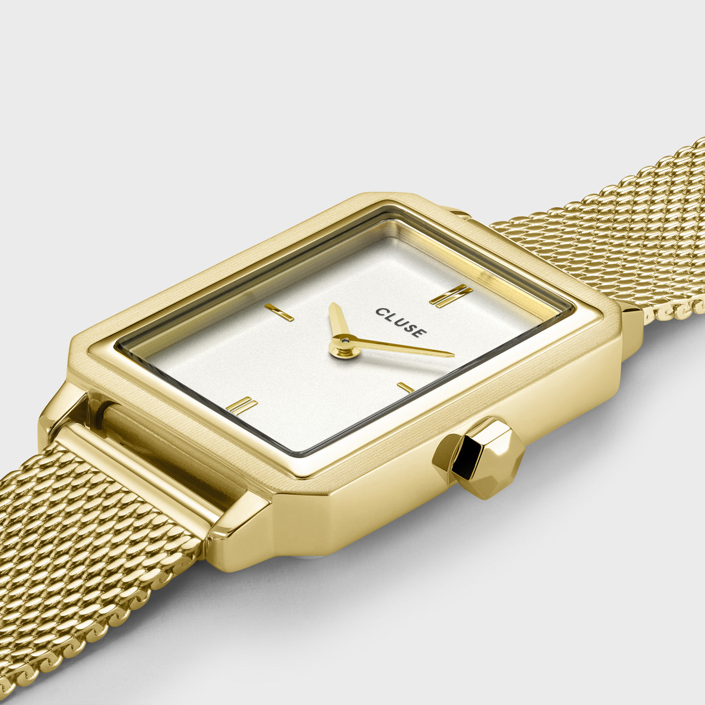 Gift Box Fluette Watch Mesh,White & Double Chain Bracelet, Gold Colour、mySite、botmansion