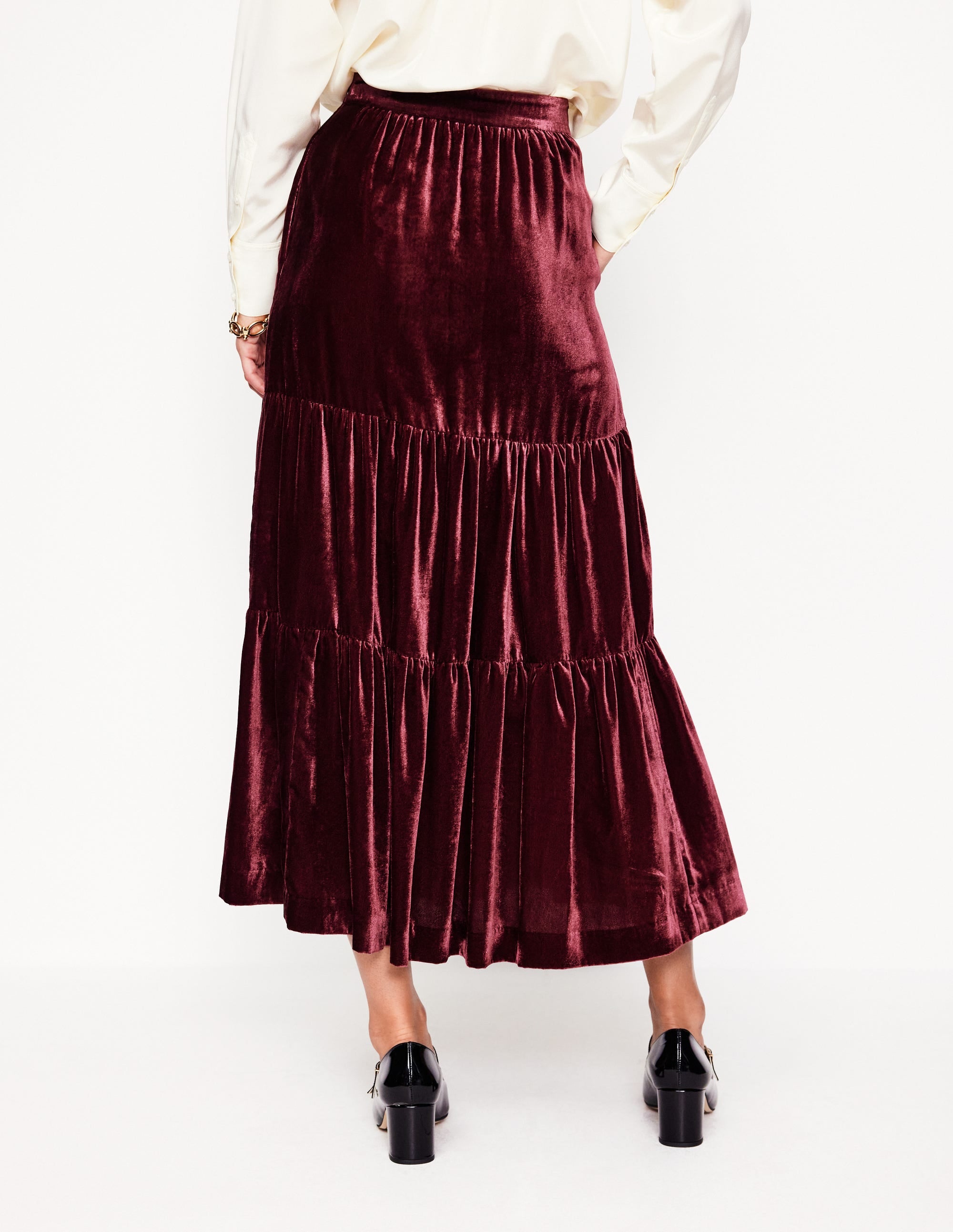  Viv Velvet Tiered Maxi Skirt-Cabernet、mySite、ashleygrahame