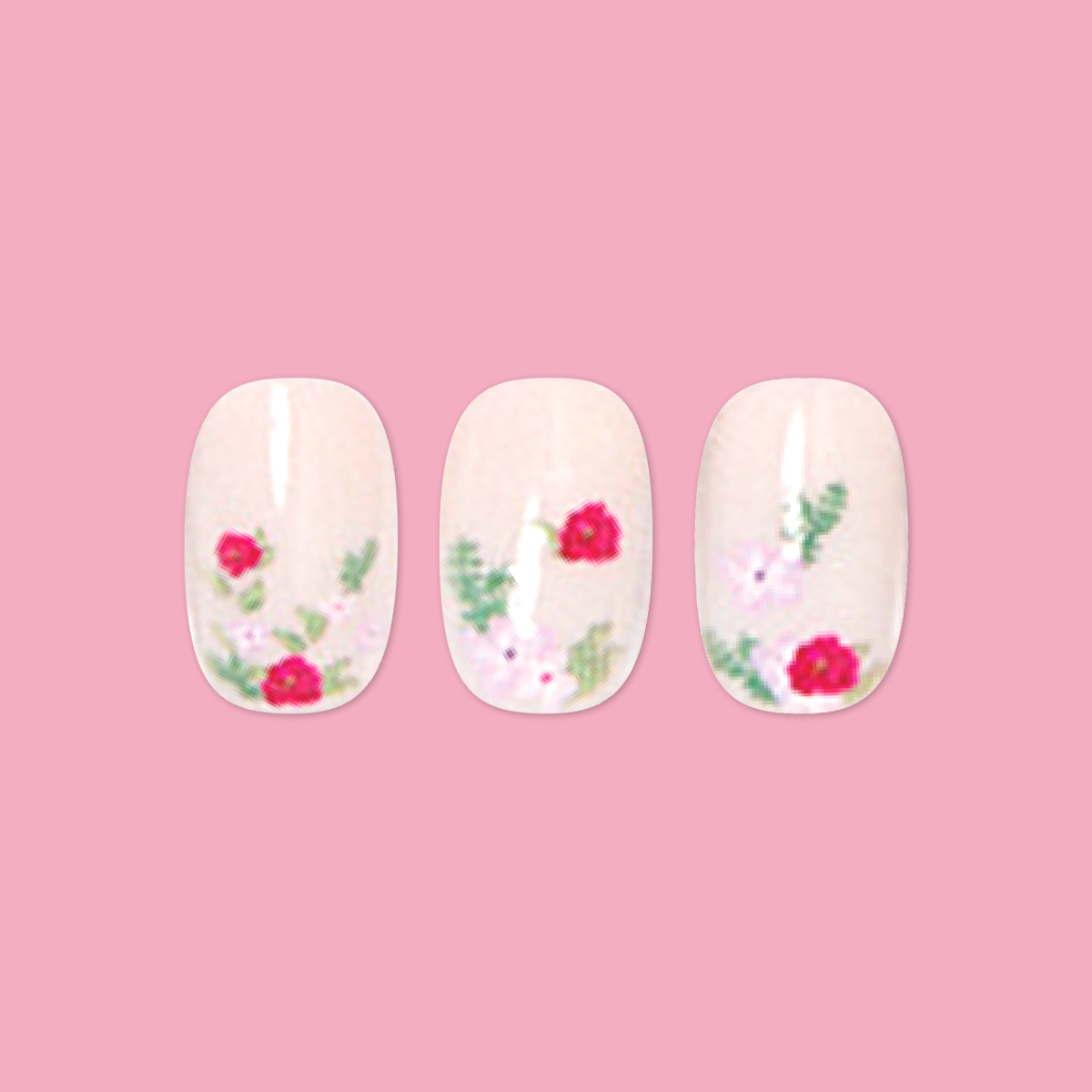 Rose Bouquets - Press-On | Short | Squoval、mySite、solidvoid