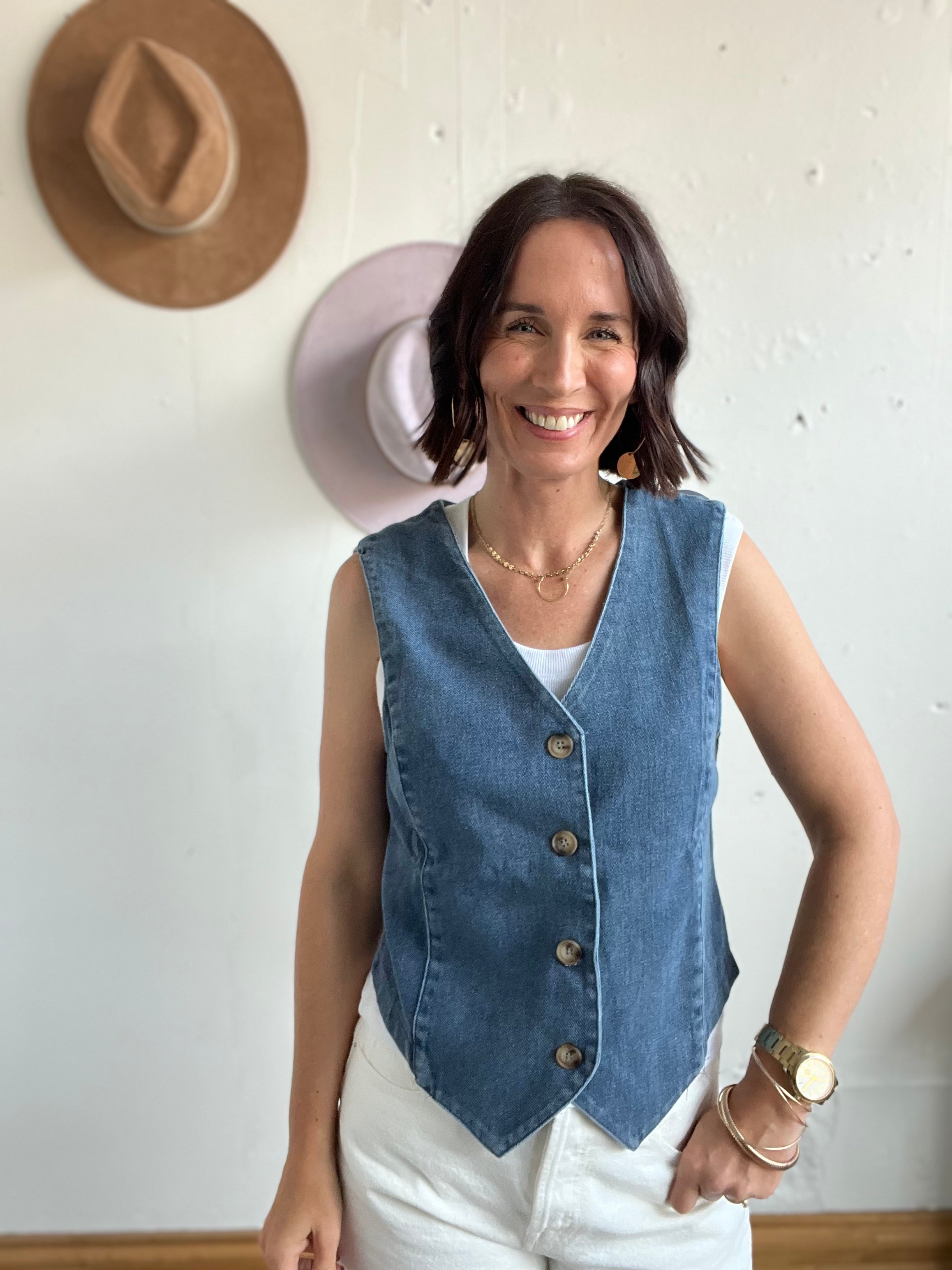 Katlyn’s Denim V-Neck Vest、mySite、garagedoors4me