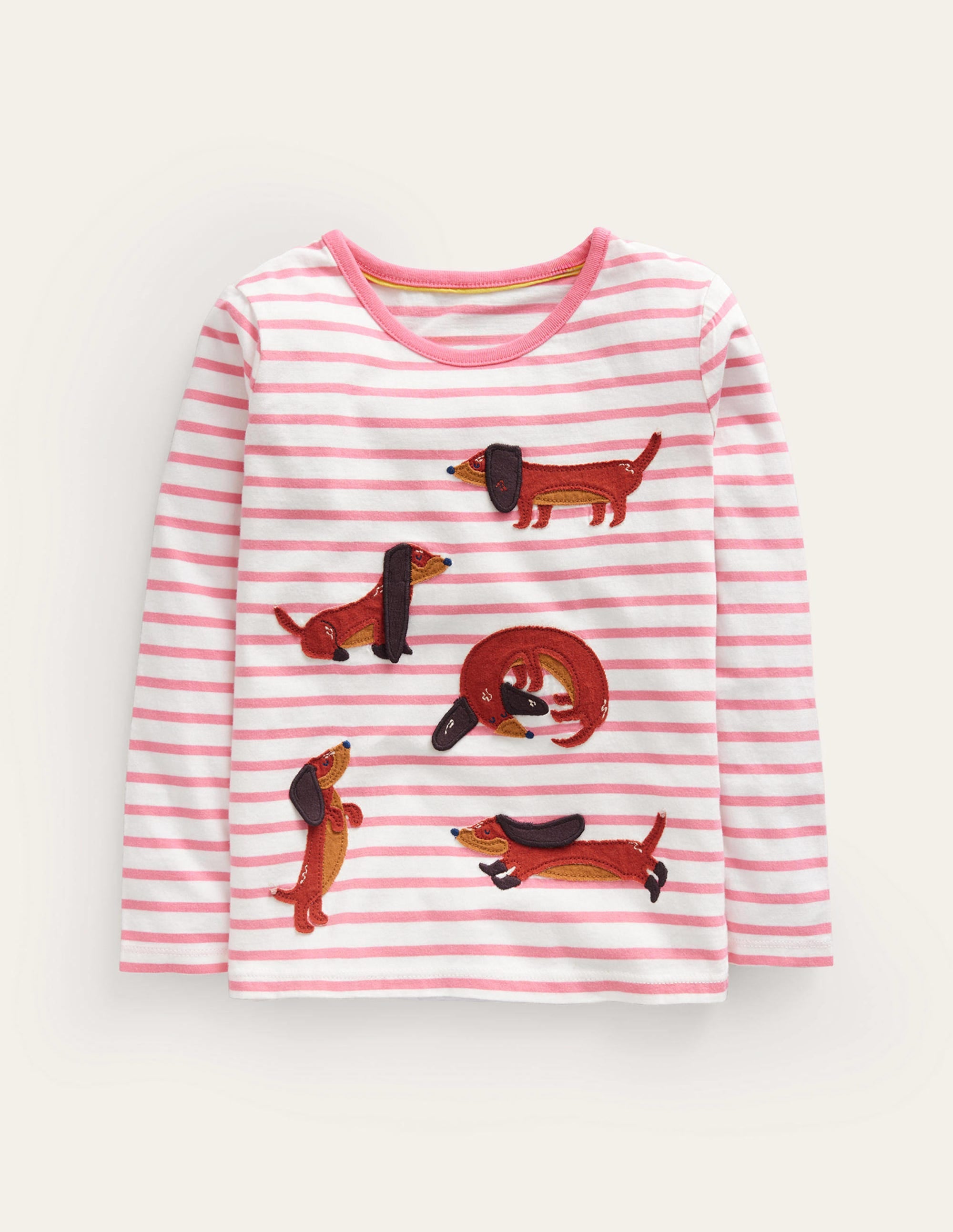  Puff Sleeve Appliqué T-shirt-Pink/Ivory Dogs、mySite、ashleygrahame