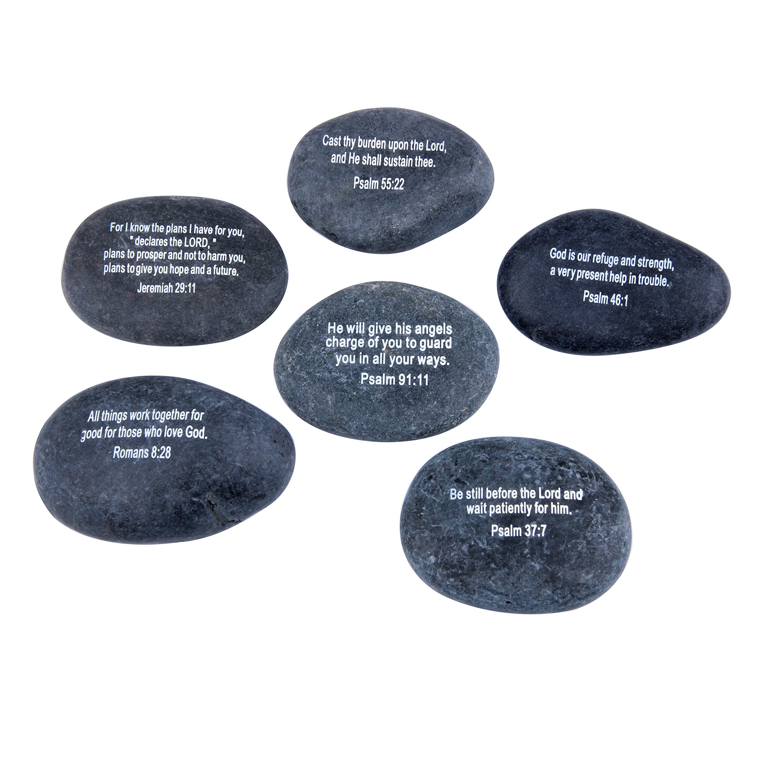 Holy Land Market Engraved Inspirational Black Stones - Model I - (6 Biblical Verses - Large 3-6 Inches) from The Holy Land、mySite、topwebapps