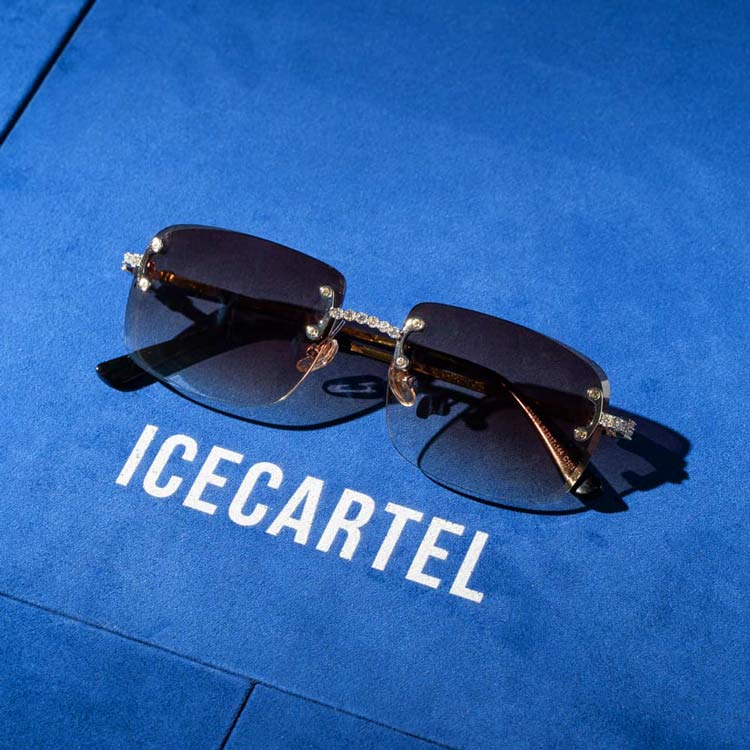 Moissanite Rimless Square Sunglasses 14K Gold、mySite、hinf8tx79