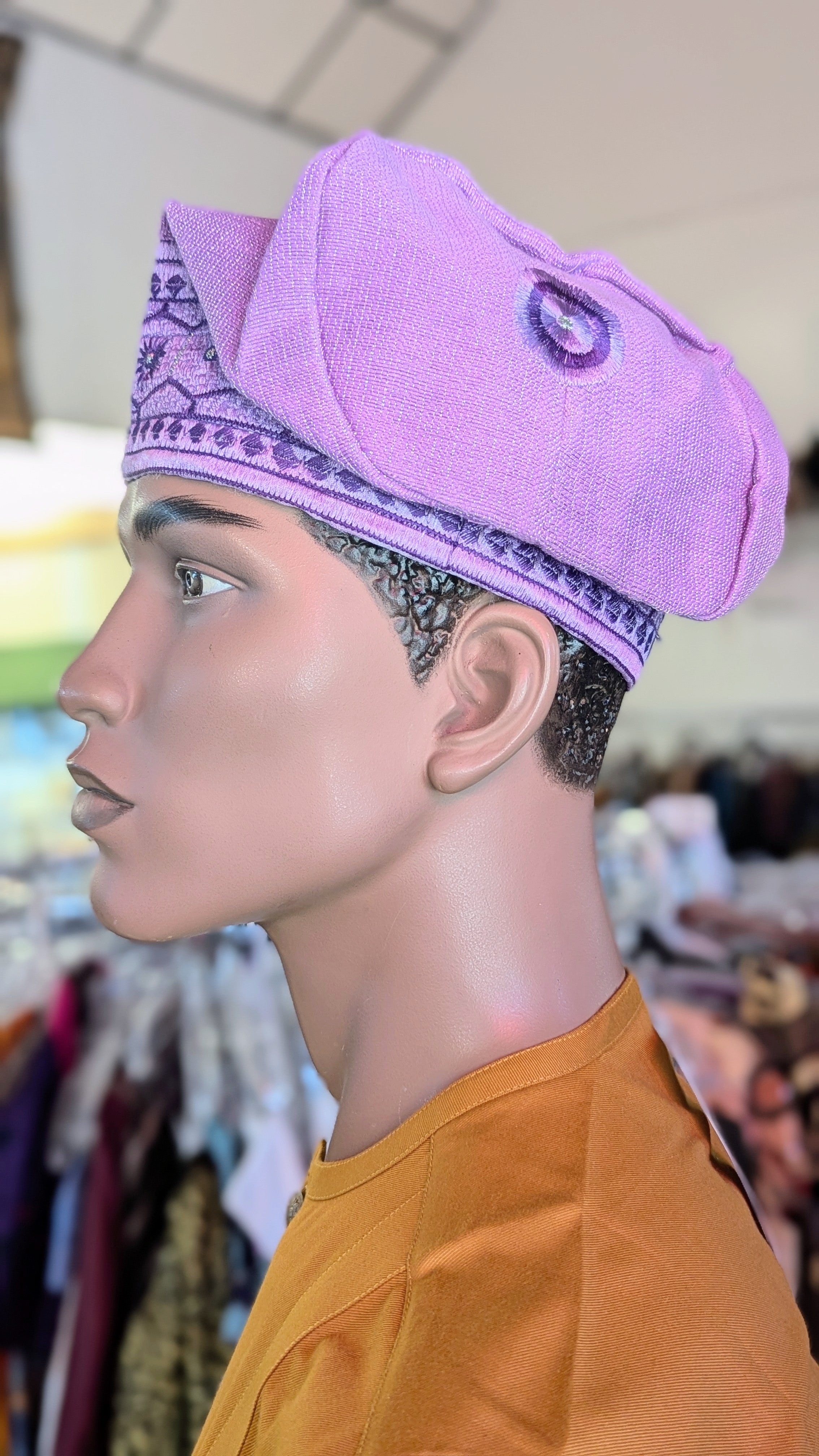 Dupsie's Adeoluwa Lilac Purple African Aso Oke Hat Cap Kufi DPHALP34、mySite、solidvoid