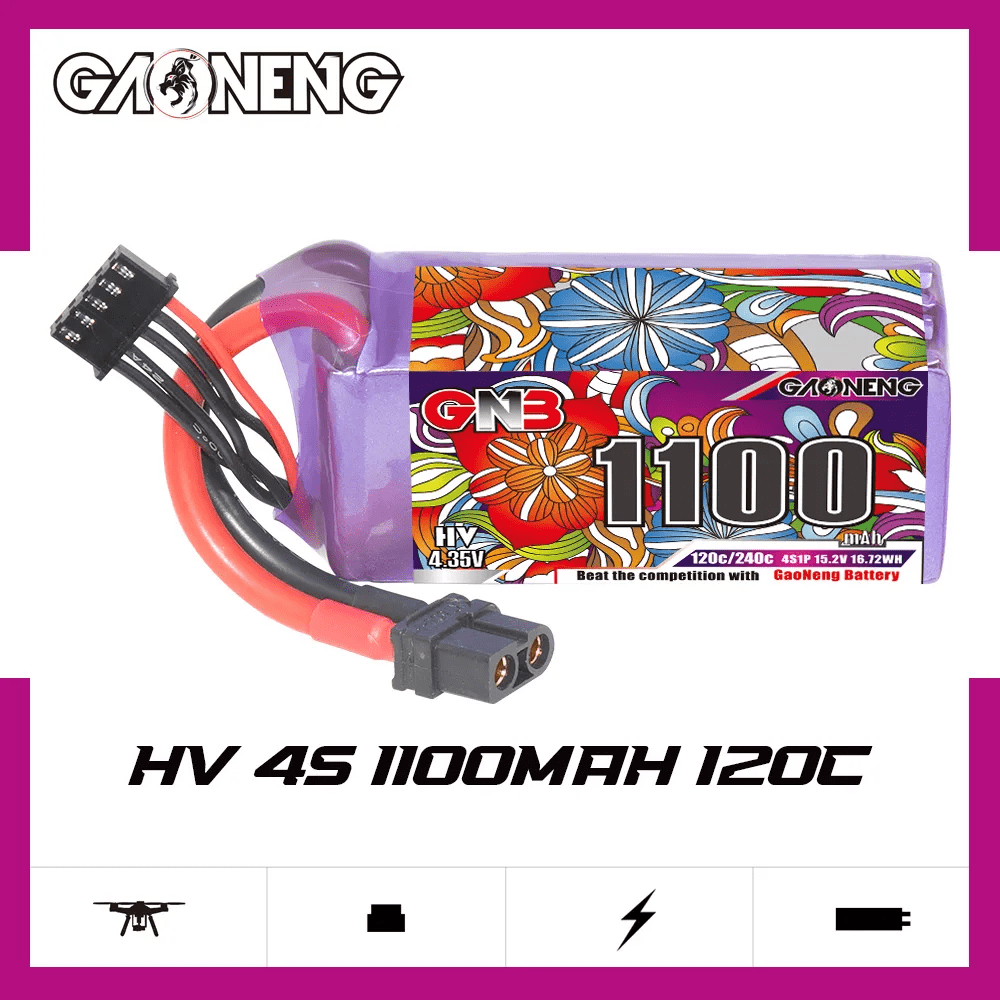 Gaoneng GNB 15.2V 4S 1100mAh 120C LiHV Battery - XT60、mySite、merchandisen