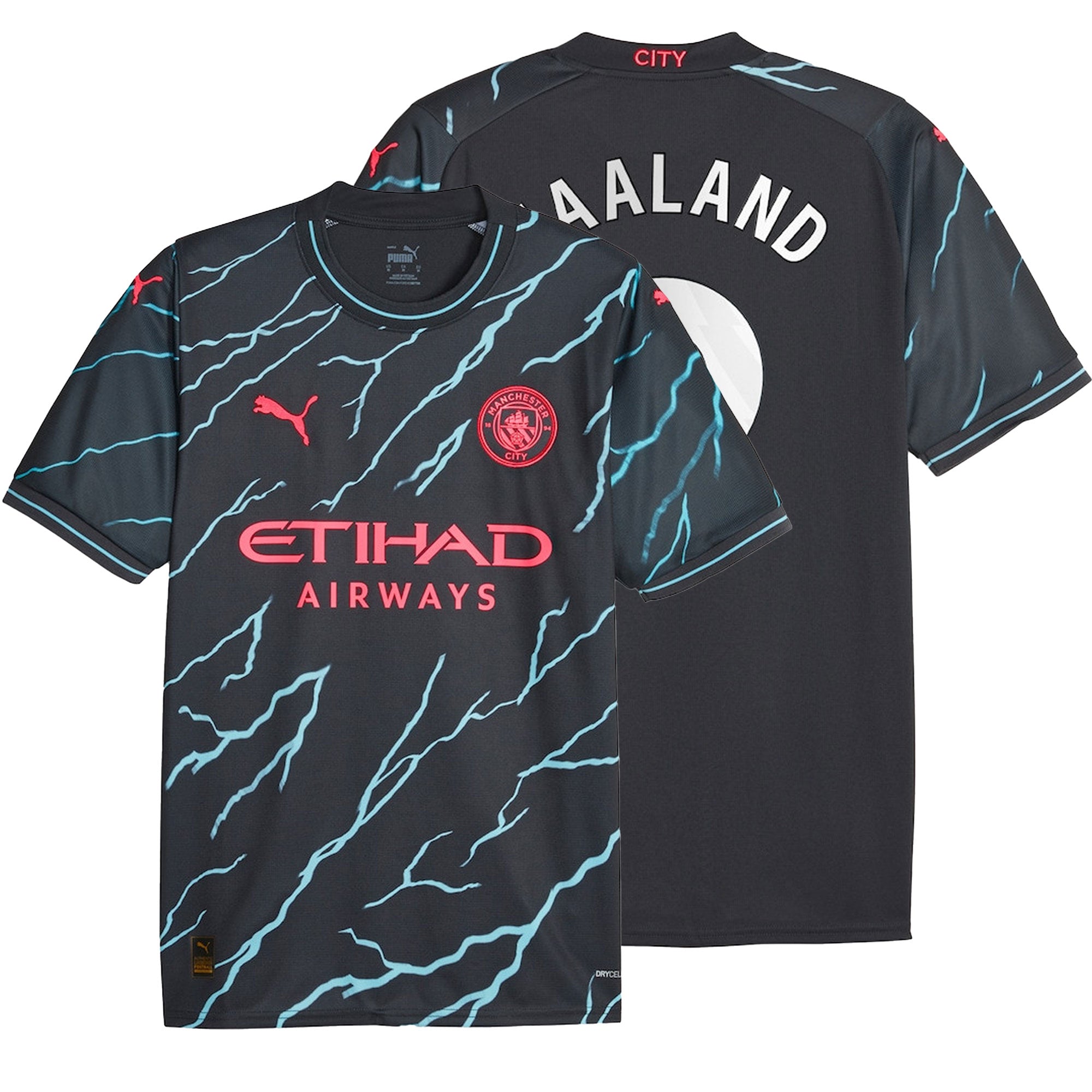 PUMA Men's Manchester City 2023/24 Third Jersey w/ Haaland #9 Printing、mySite、noshort