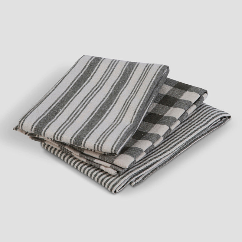 Cotton Kitchen Towel | Black | Set of 3、mySite、camillekostekn