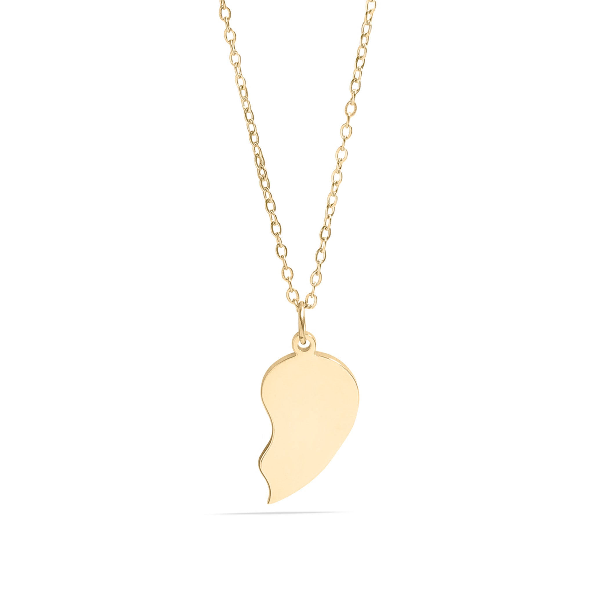 18K Gold PVD Stainless Steel Break Apart Engravable Blank Heart Necklace Set / SBB0282、mySite、dreamappss