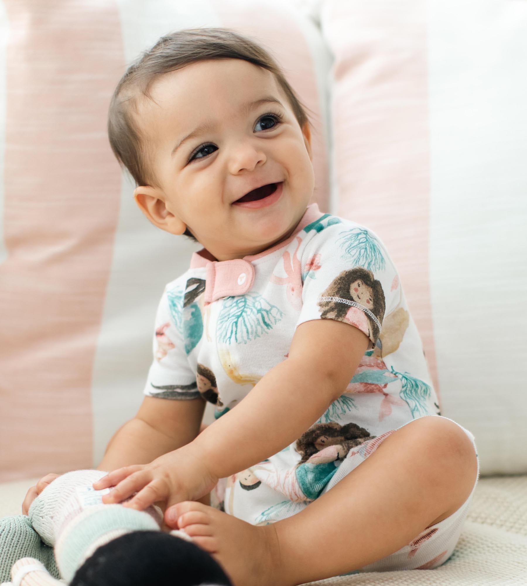 Magical Mermaids Organic Baby Sleeper Romper、mySite、g9winljtr