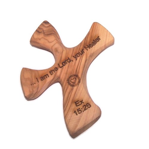 Olive wood Healing Cross - complete Package with Prayers and Certificate (4.5 x 3.6 inches) designed to sit in your hand perfectly. Healing Cross Trademark、mySite、topwebapps
