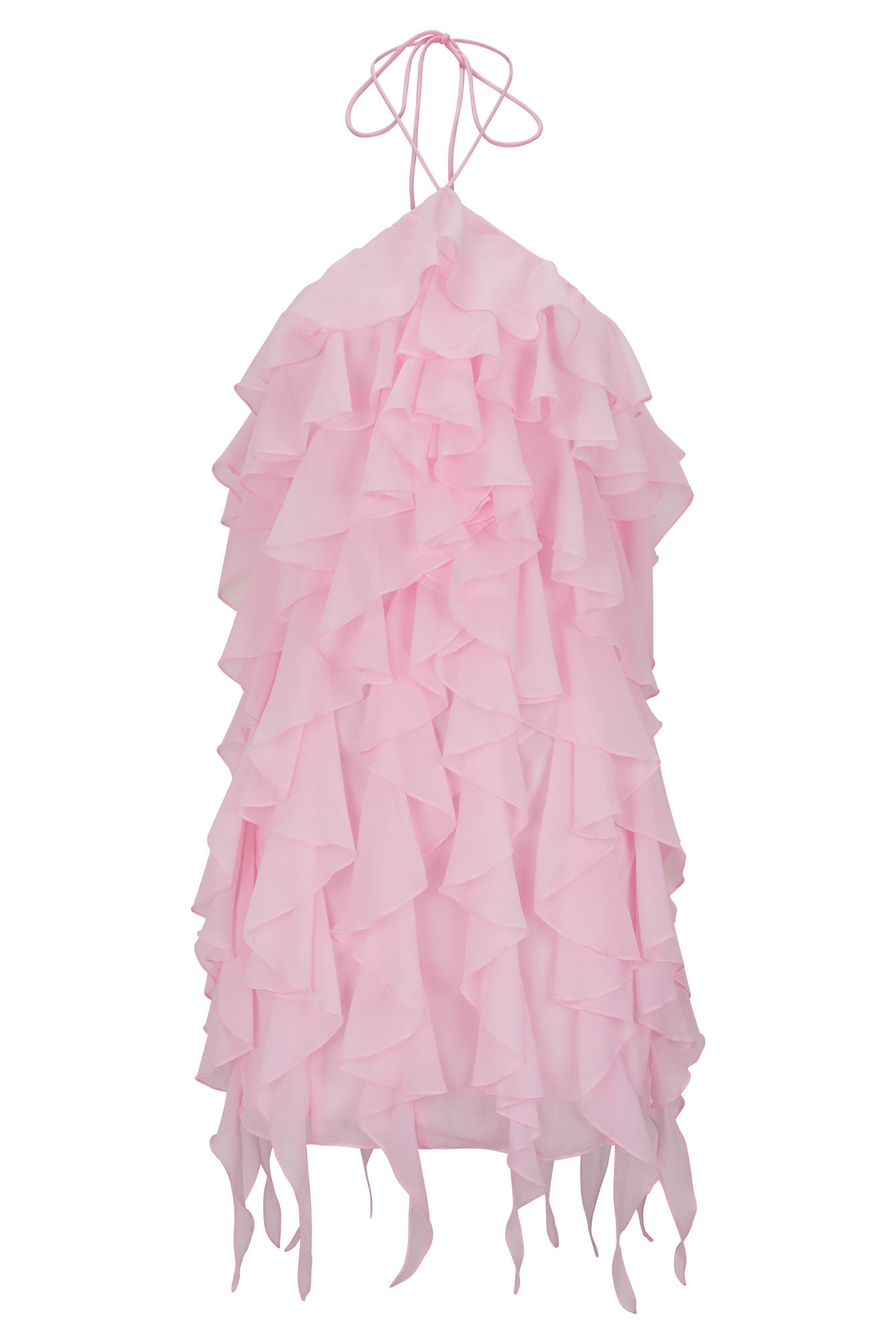 Marigold Ruffle Halter Mini Dress - Powder Pink、mySite、solidvoid
