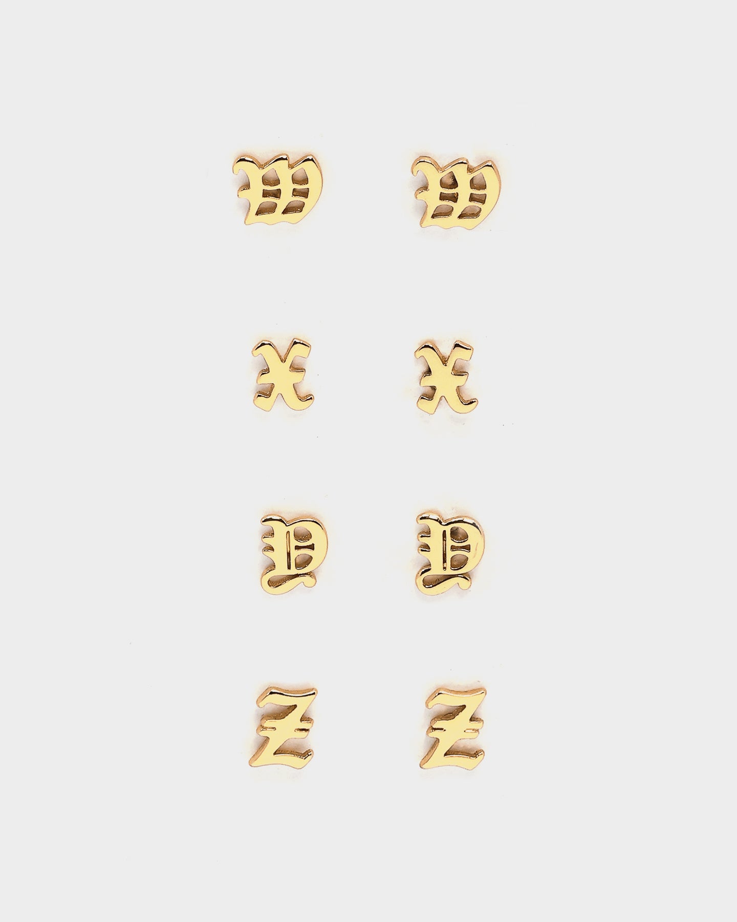 Raising Hell Women's Gothic Alphabet Stud Earrings Gold、mySite、zt4zffjzw