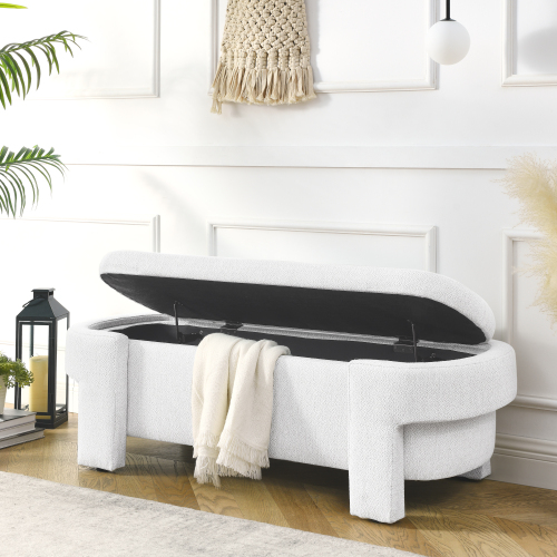 Linen Fabric Upholstered Bench with Large Storage Space for the Living Room, Entryway and Bedroom,Beige,( 51.5''x20.5''x17'' )、、casual