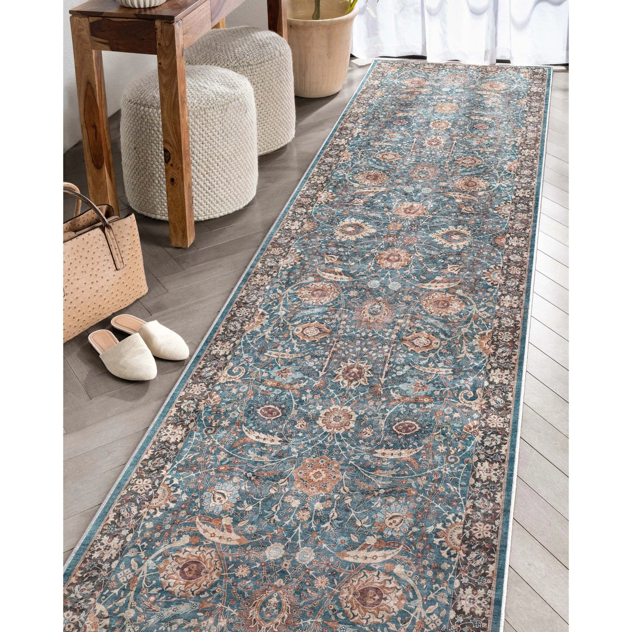 Liana Vintage Oriental Teal Flat-Weave Rug、mySite、gigharbornorthrealestate