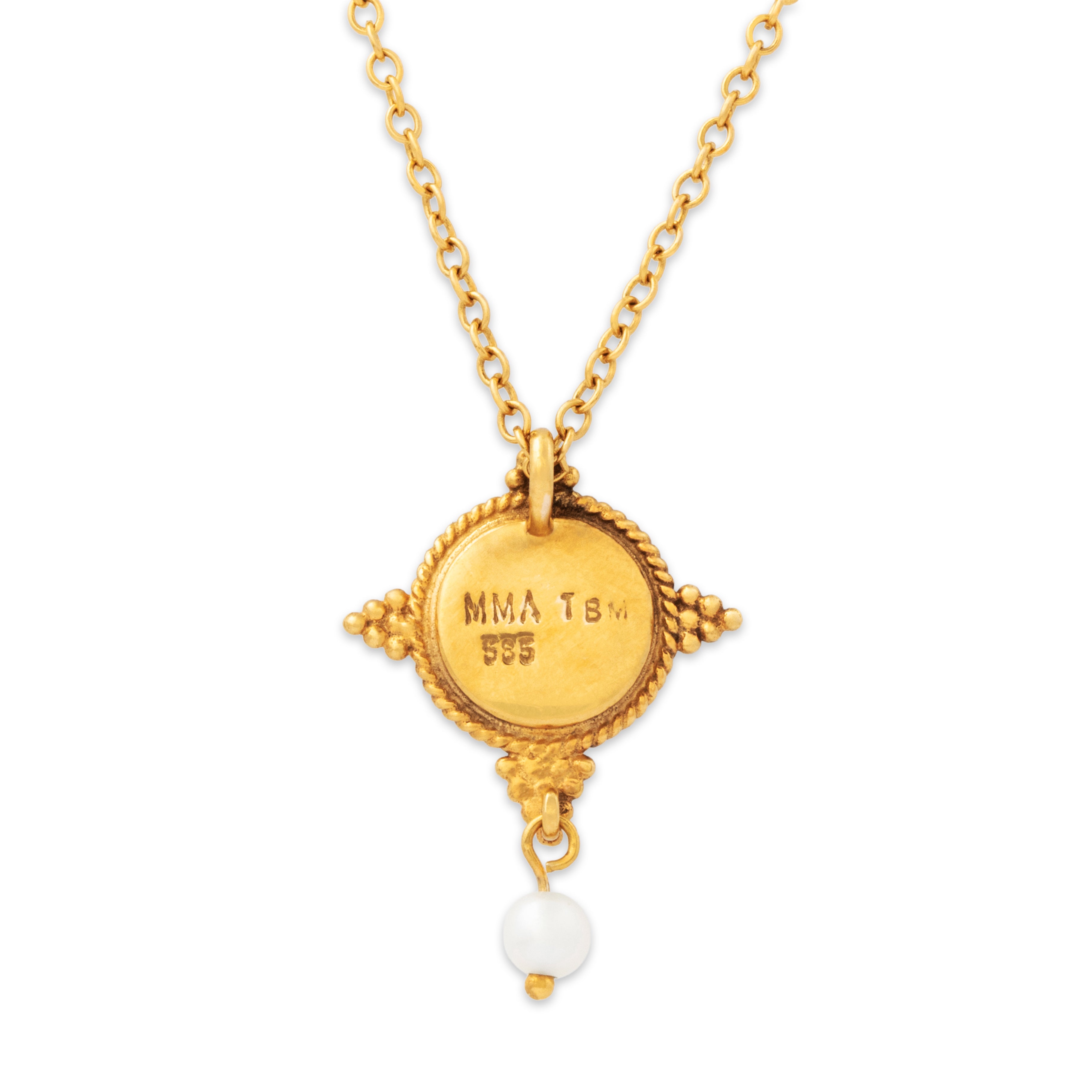 Vintage 14k Yellow Gold 1.5ct Moonstone Pearl Elegant Necklace 18、mySite、hinf8tx79