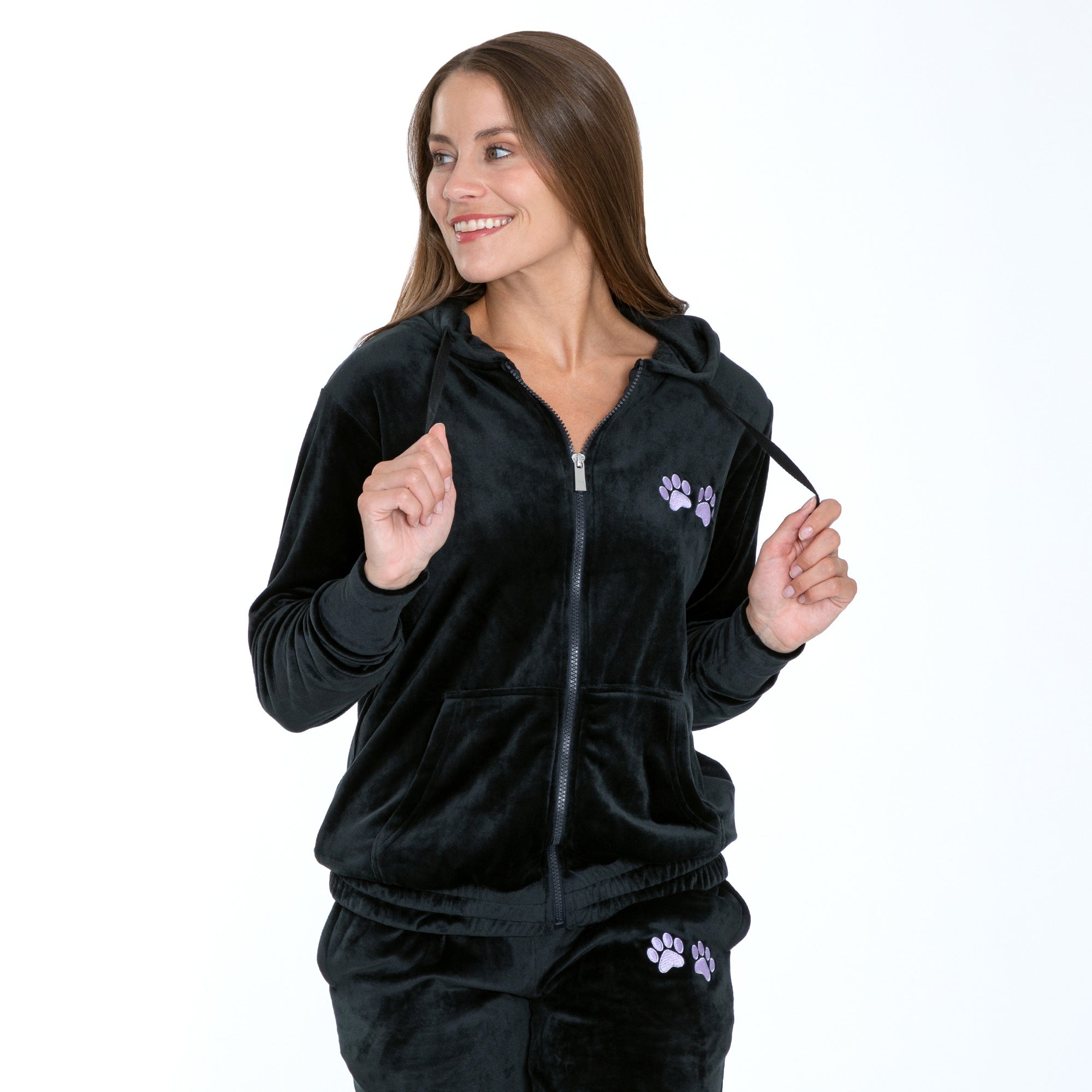 Paw Print Velour Zip Hoodie、mySite、camillekostekn