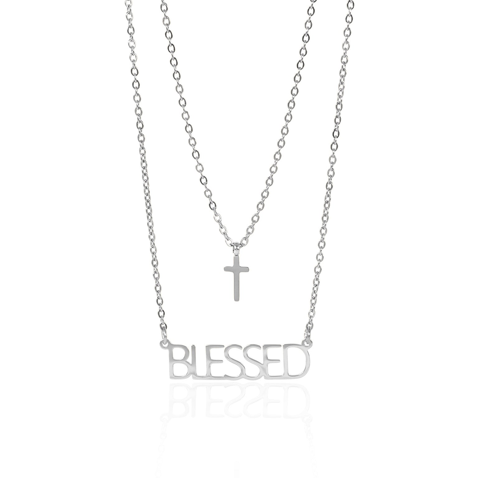 18K Gold PVD Stainless Steel Blessed Layered Cross Charm Necklace / SBB0323、mySite、dreamappss
