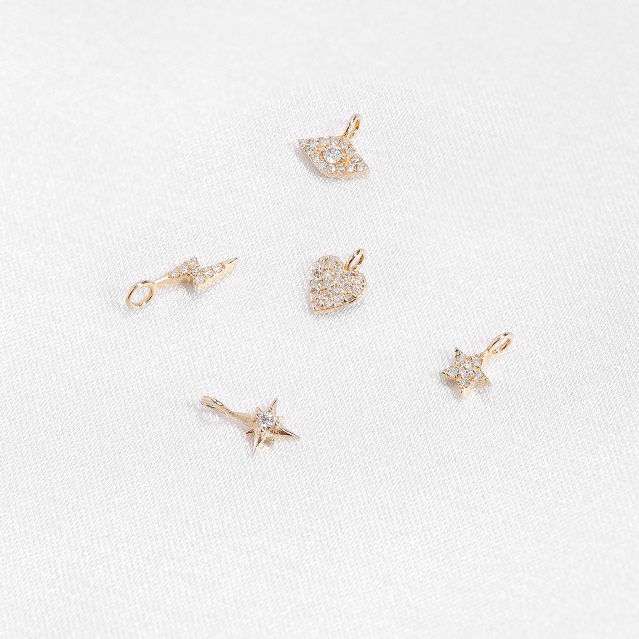 Permanent Jewelry 14K Solid Gold Diamond Heart Charm / PMJ1001、mySite、dreamappss