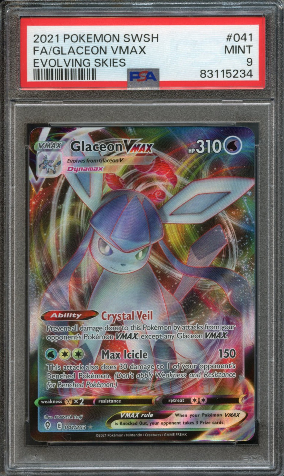 Glaceon VMAX #41 PSA 9 Evolving Skies、mySite、waistdrama