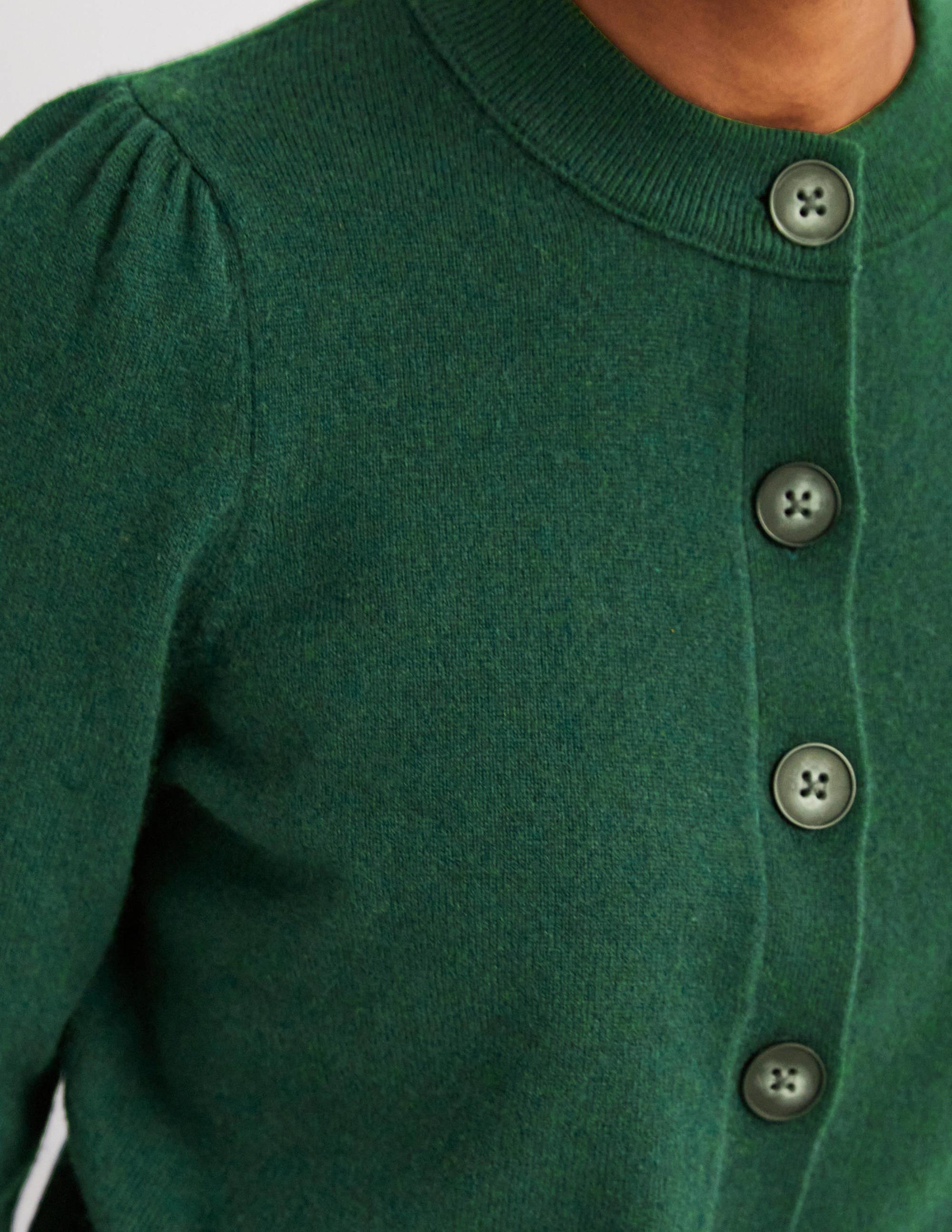  Cashmere Crew Neck Cardigan-Hunter Green Melange、mySite、ashleygrahame