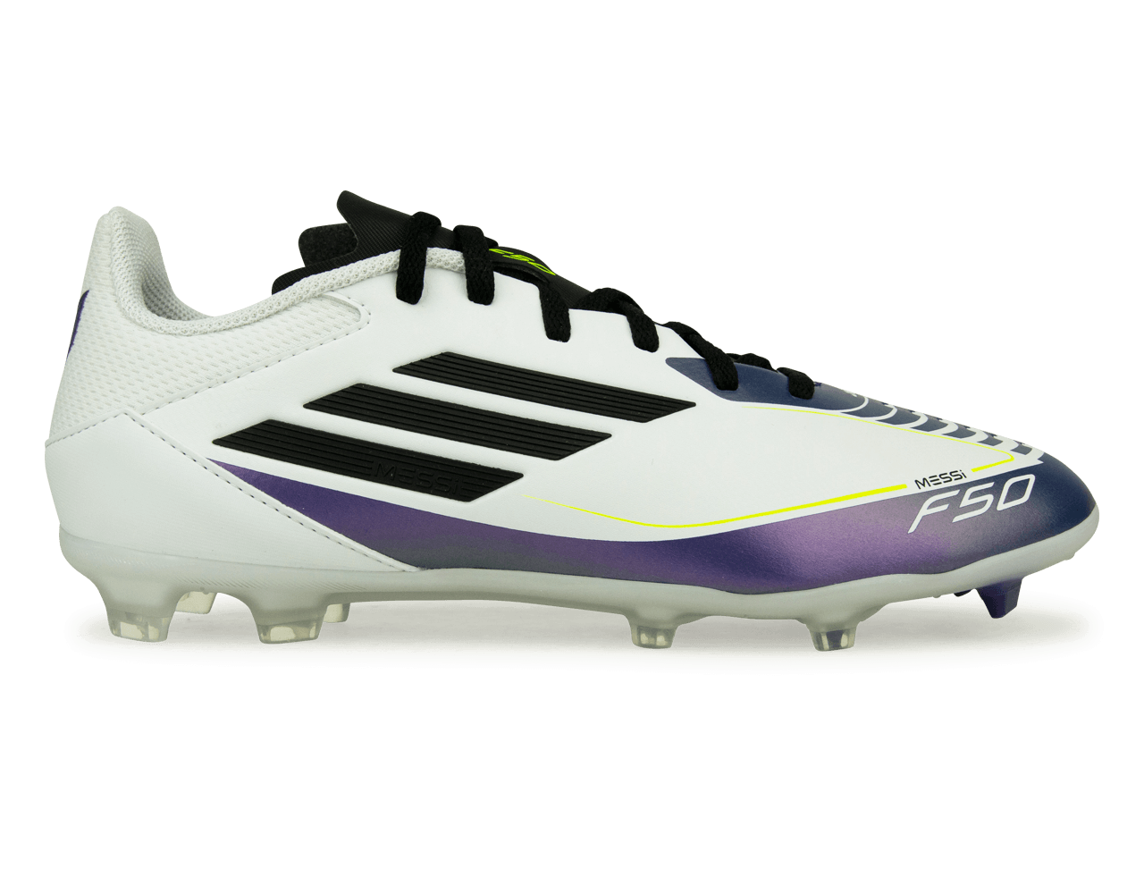 adidas Kids F50 League Messi FG/MG White/Black/Purple、mySite、noshort